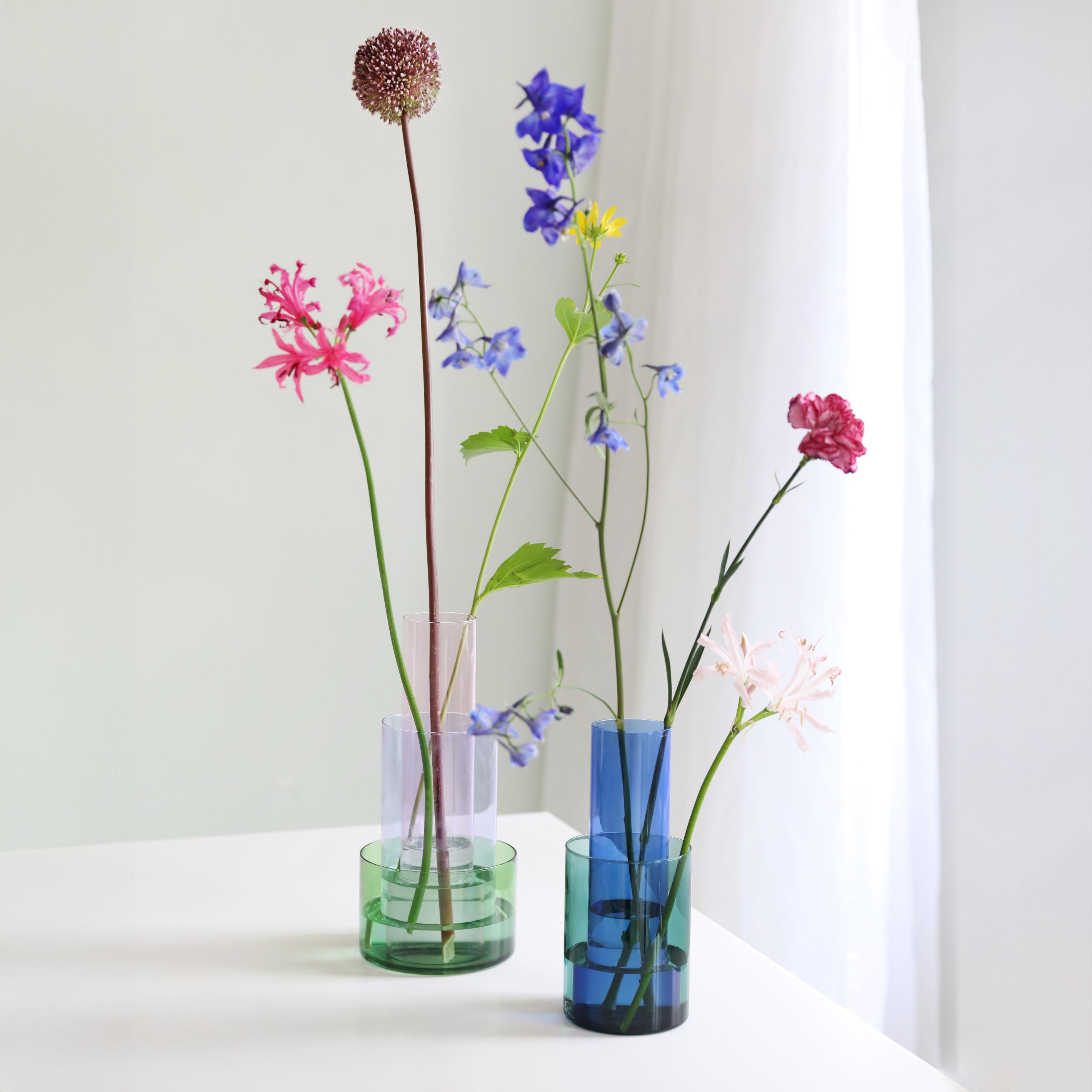 Váza AMPHI růžová s fialovou a zelenou