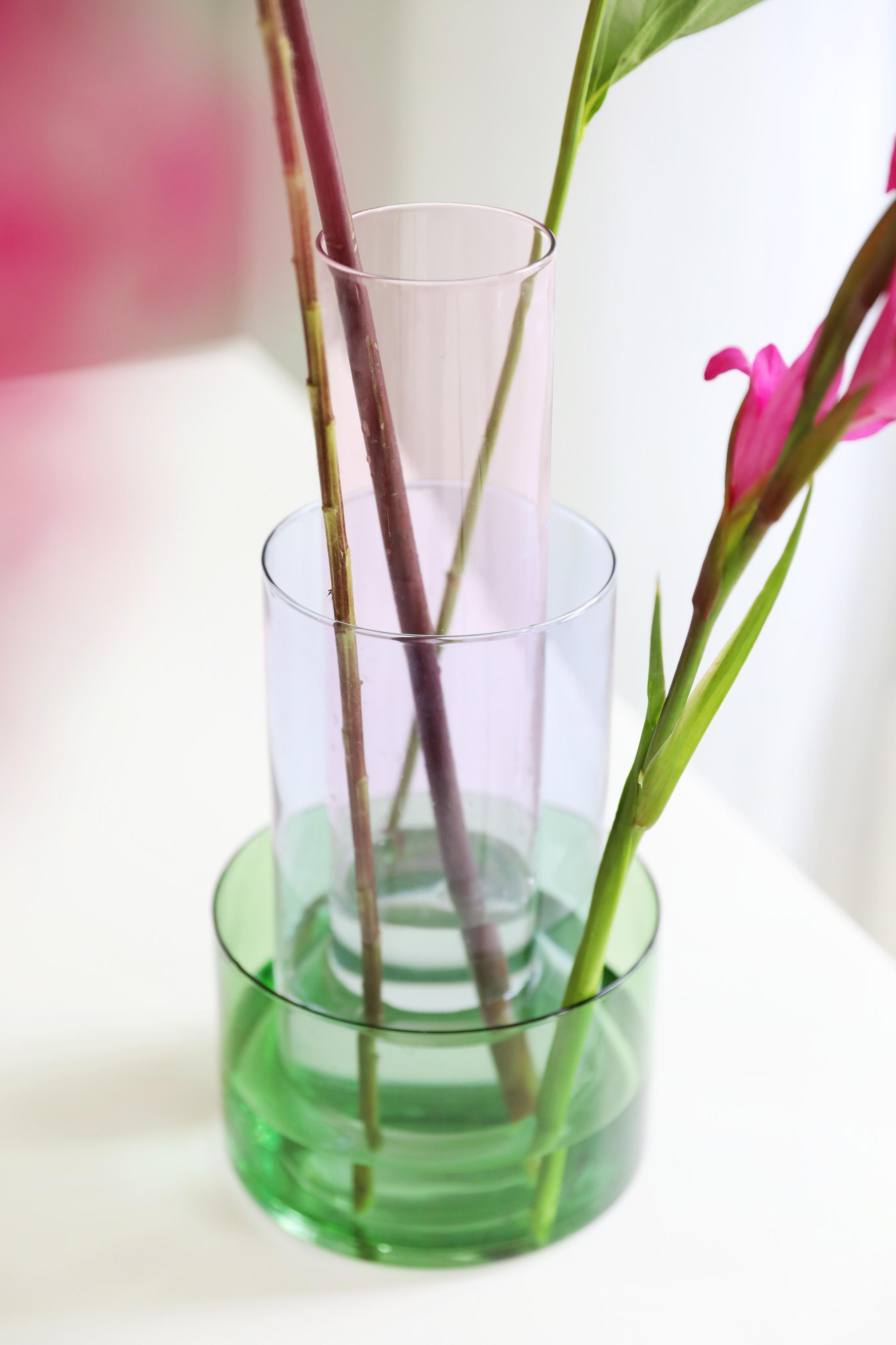 Váza AMPHI růžová s fialovou a zelenou