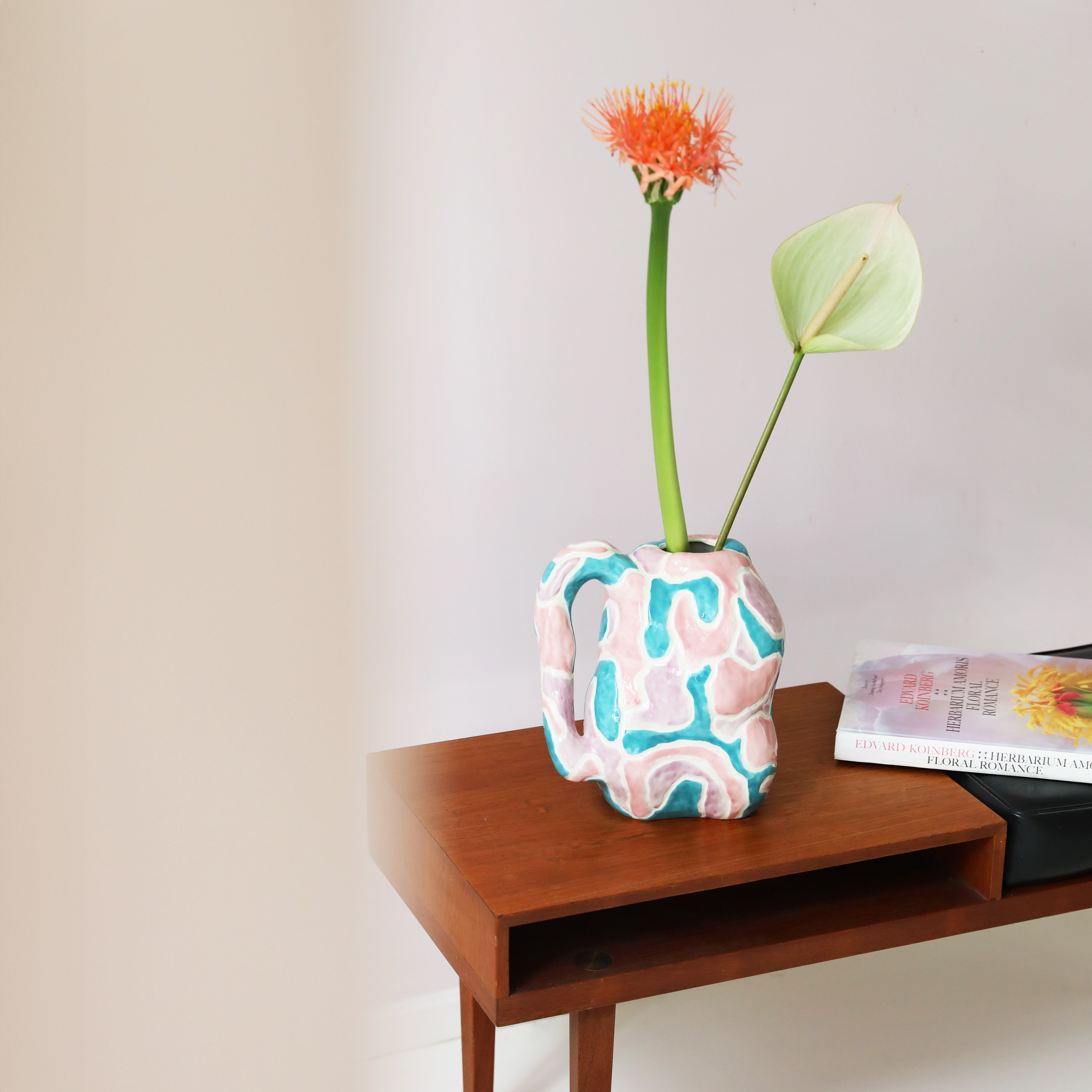 JUG-A-VASE Pink with Purple and Blue