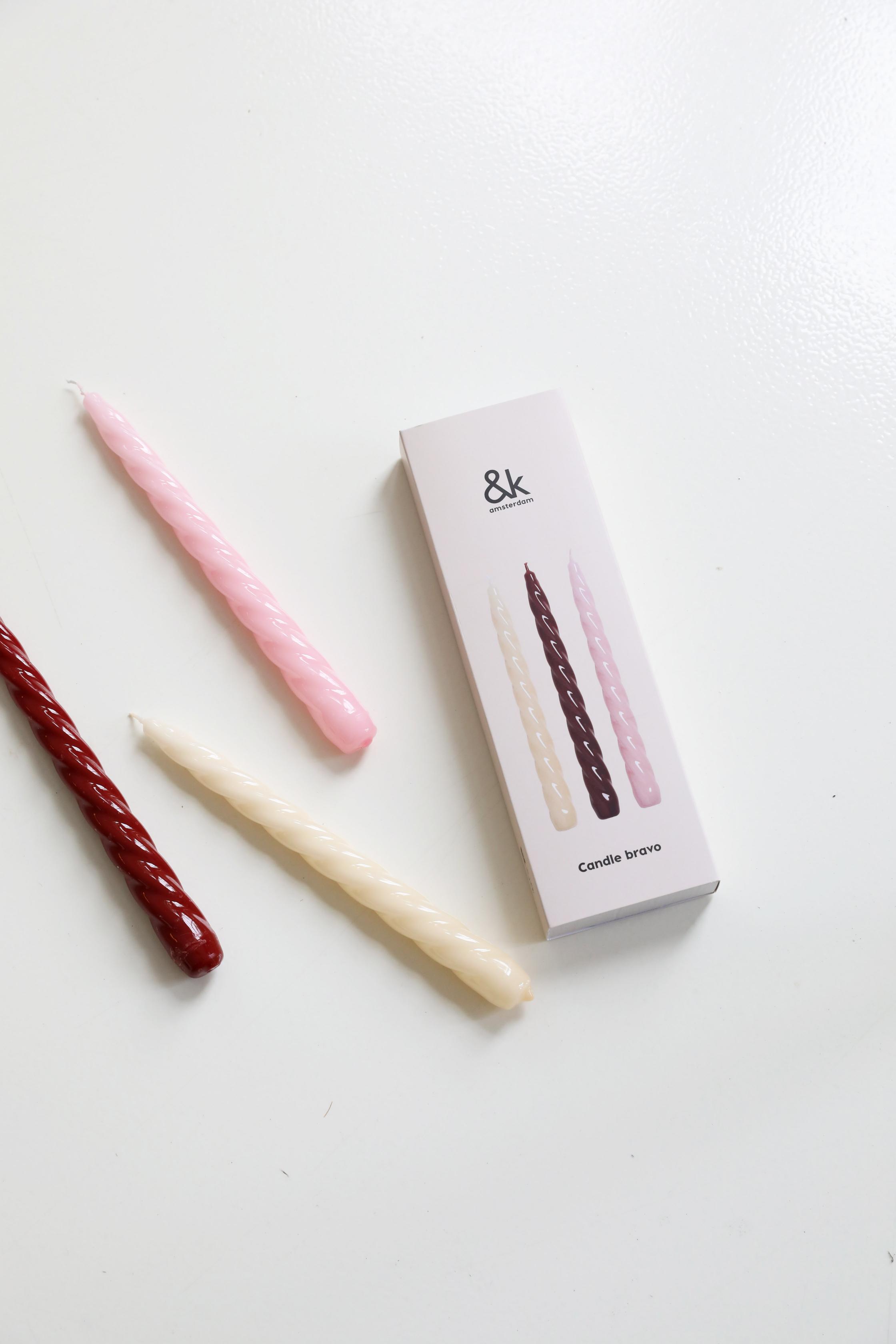 Sada svíček BRAVO REDS růžová s burgundskou a žlutou