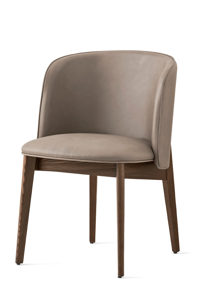 Armchair ABREY upholstered with a dark wooden base