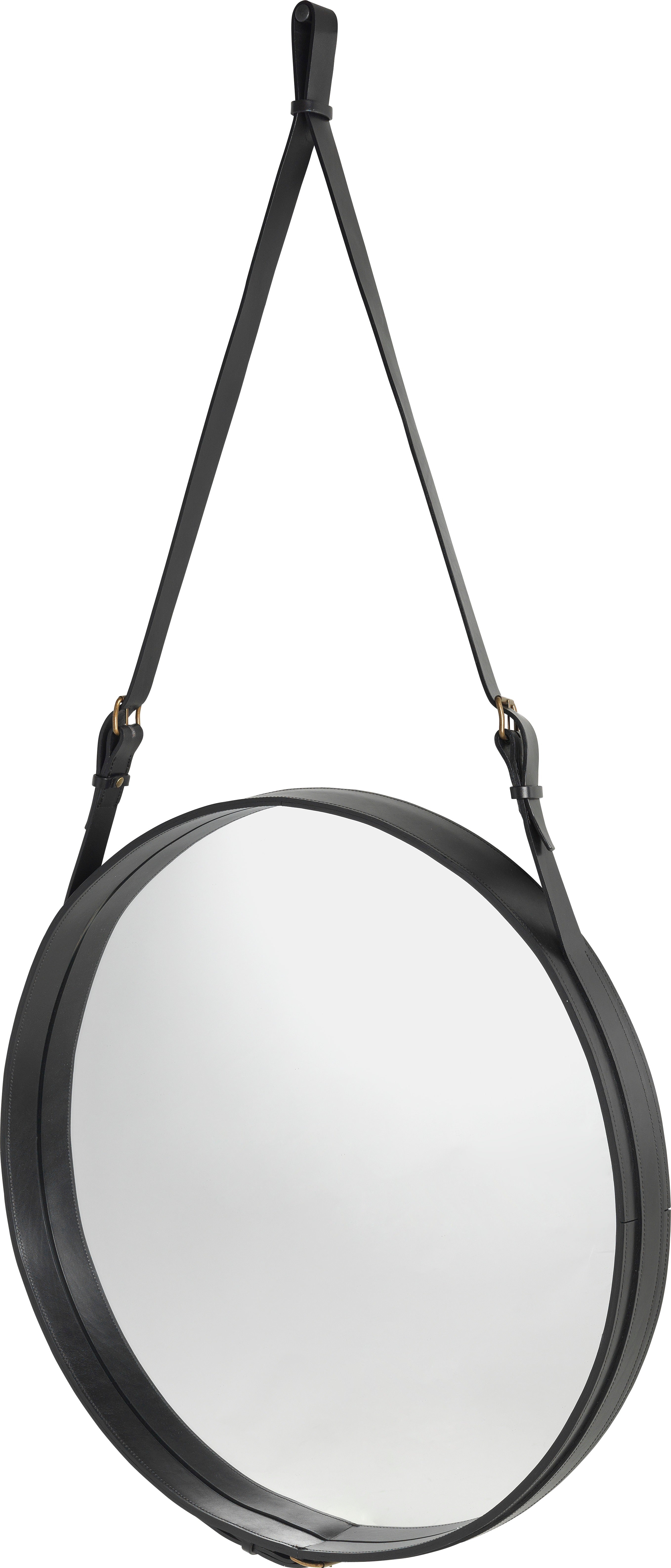 ADNET round mirror black leather