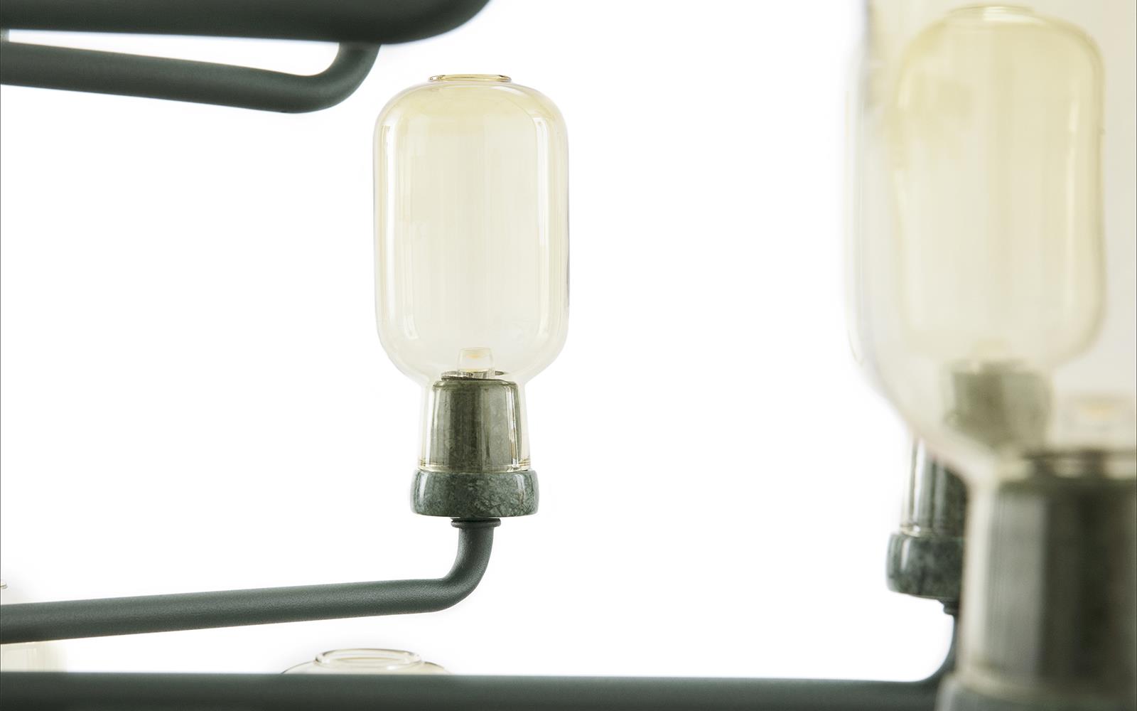 Lustr AMP žluté sklo se zeleným mramorem