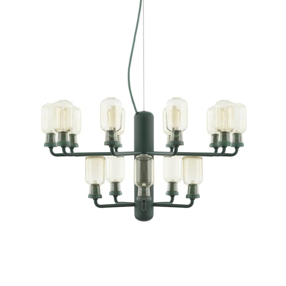 Lustr AMP žluté sklo se zeleným mramorem