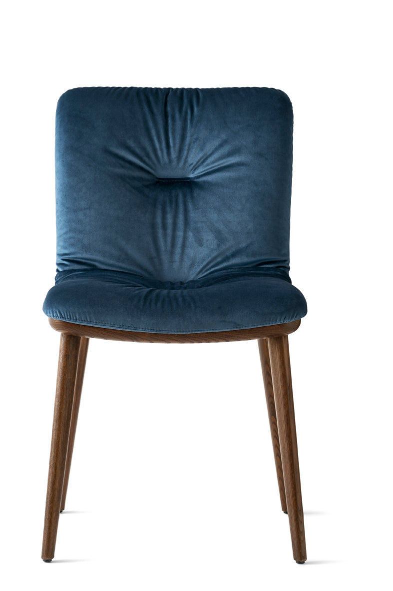 ANNIE SOFT upholstered chair with a dark wooden base