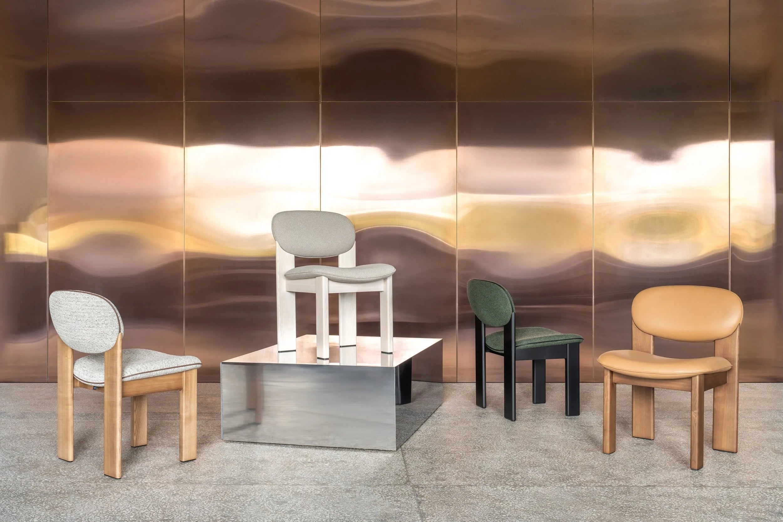 ARCHIPEN upholstered chair with a brown ash base