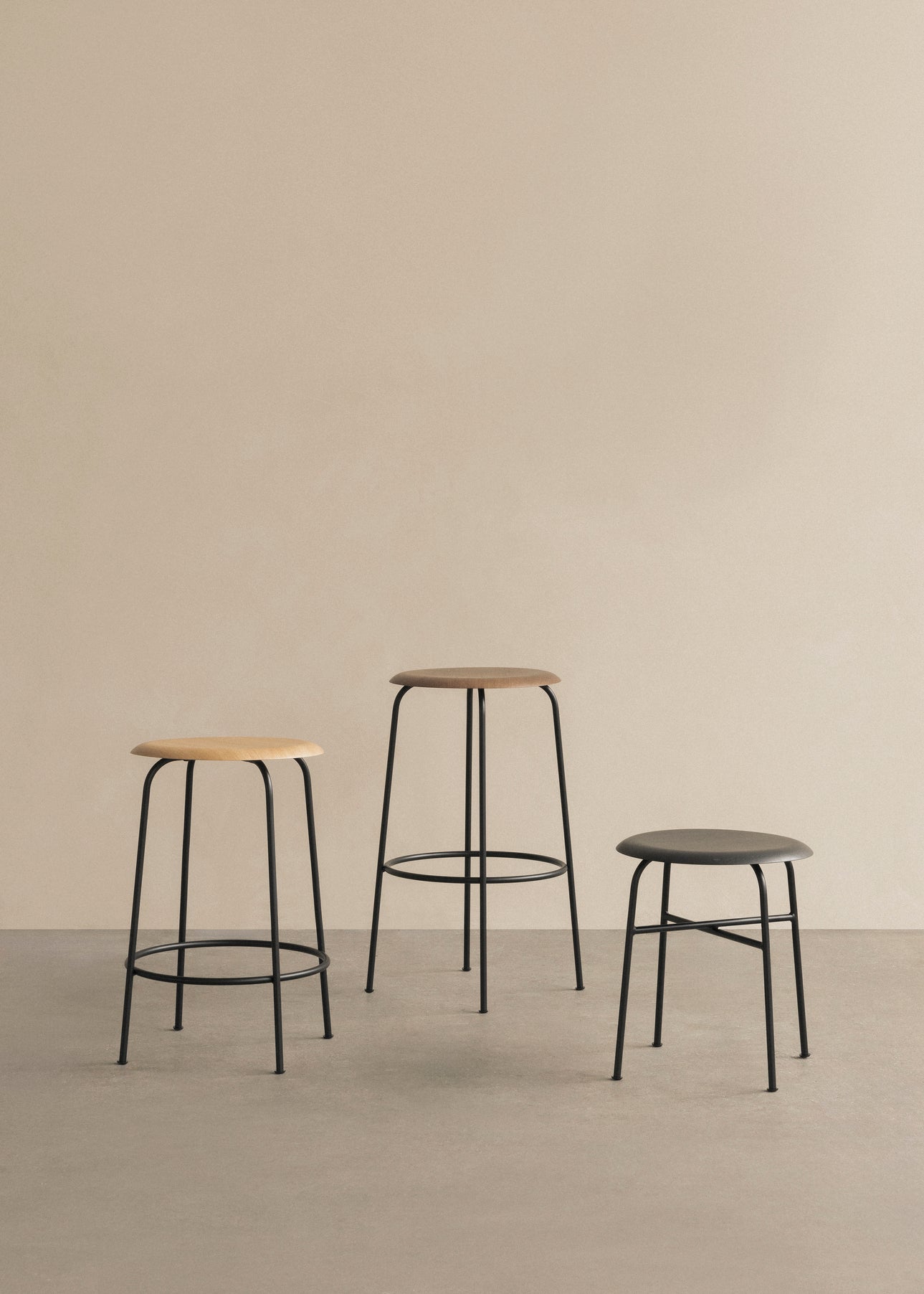 AFTEROOM bar stool black ash veneer with steel base