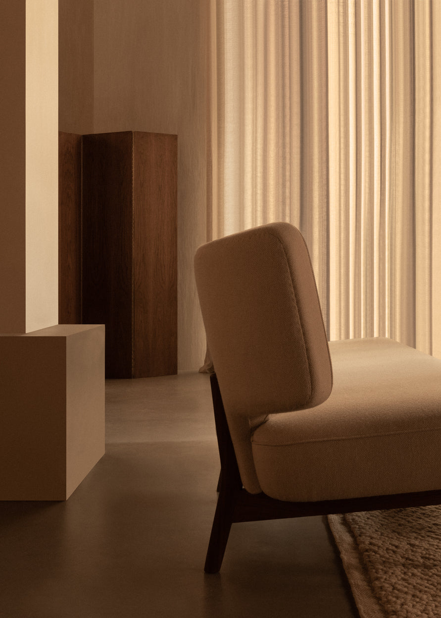 2-seater Sofa RADIOHUS light gray with walnut base