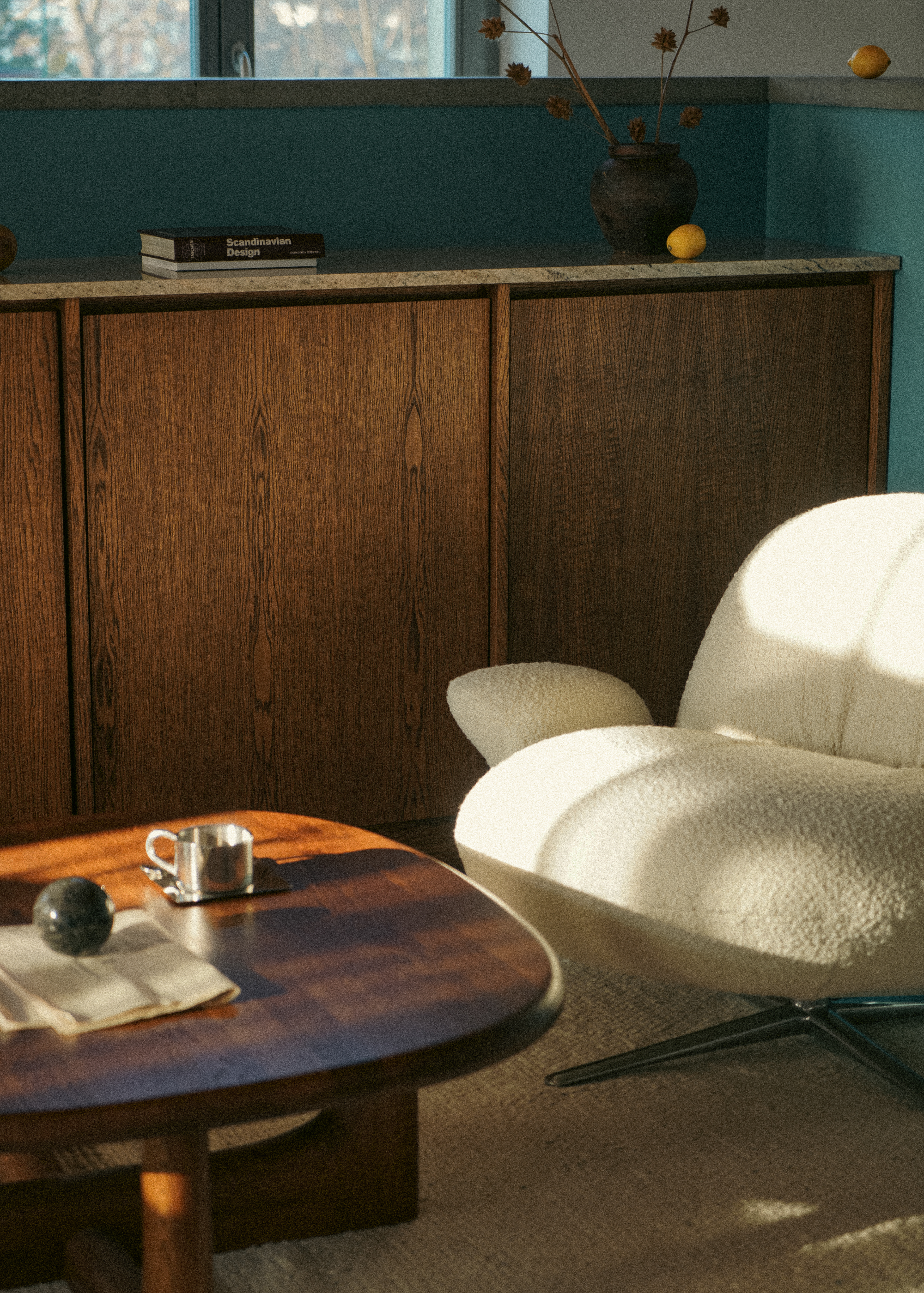BAOZA Armchair in White with Aluminum Base