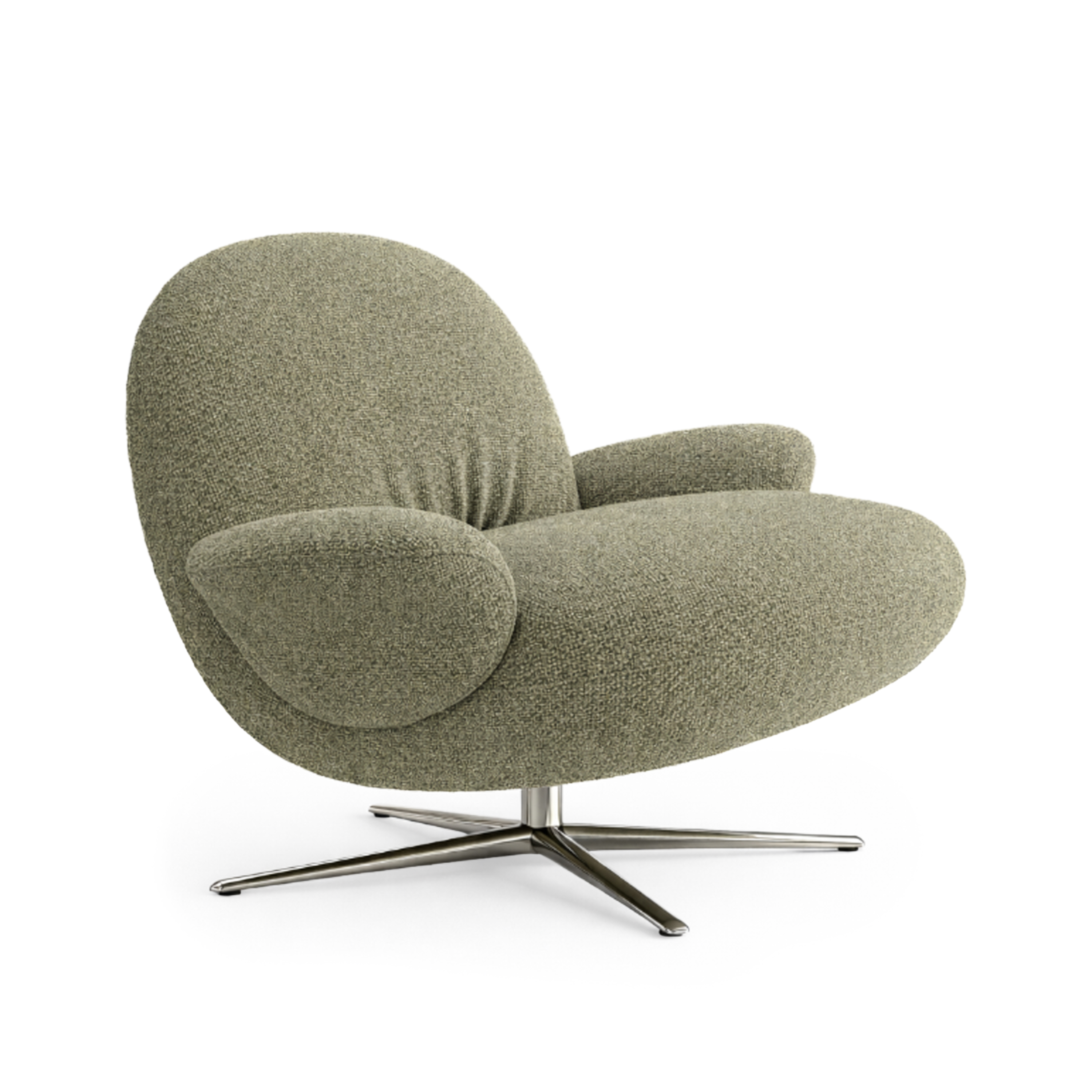 BAOZA Green Armchair with Aluminum Base