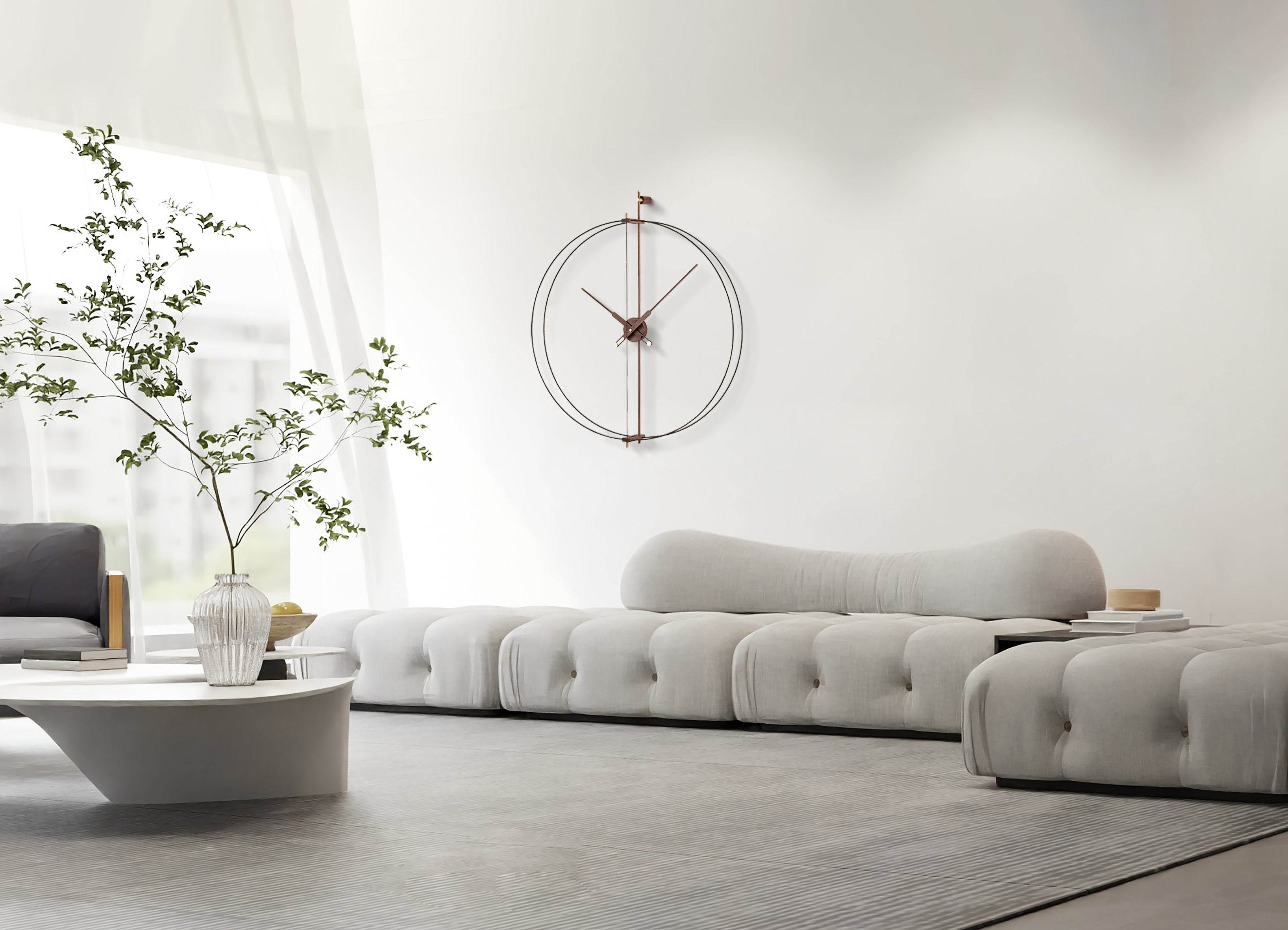 Nástěnné hodiny BARCELONA PREMIUM ořechové dřevo s černou