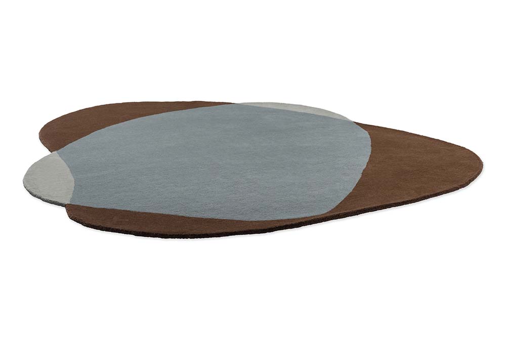 Oval rug ELEMENT CHAD brown with blue
