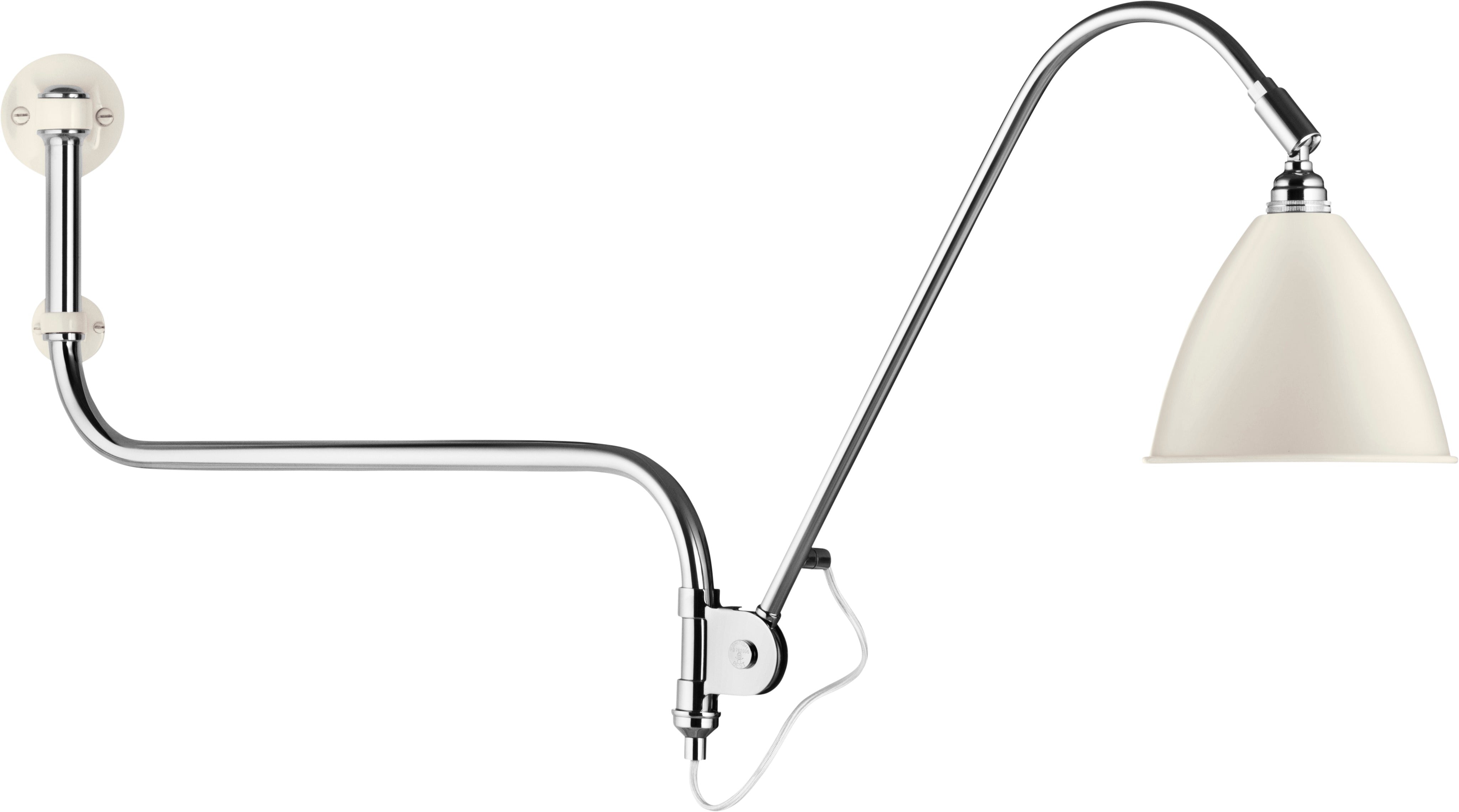 Nástěnná lampa s nastavitelným ramenem BESTLITE BL10 chrom s porcelánovým stínidlem