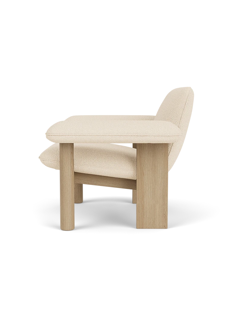 BRASILIA cream armchair with oak base