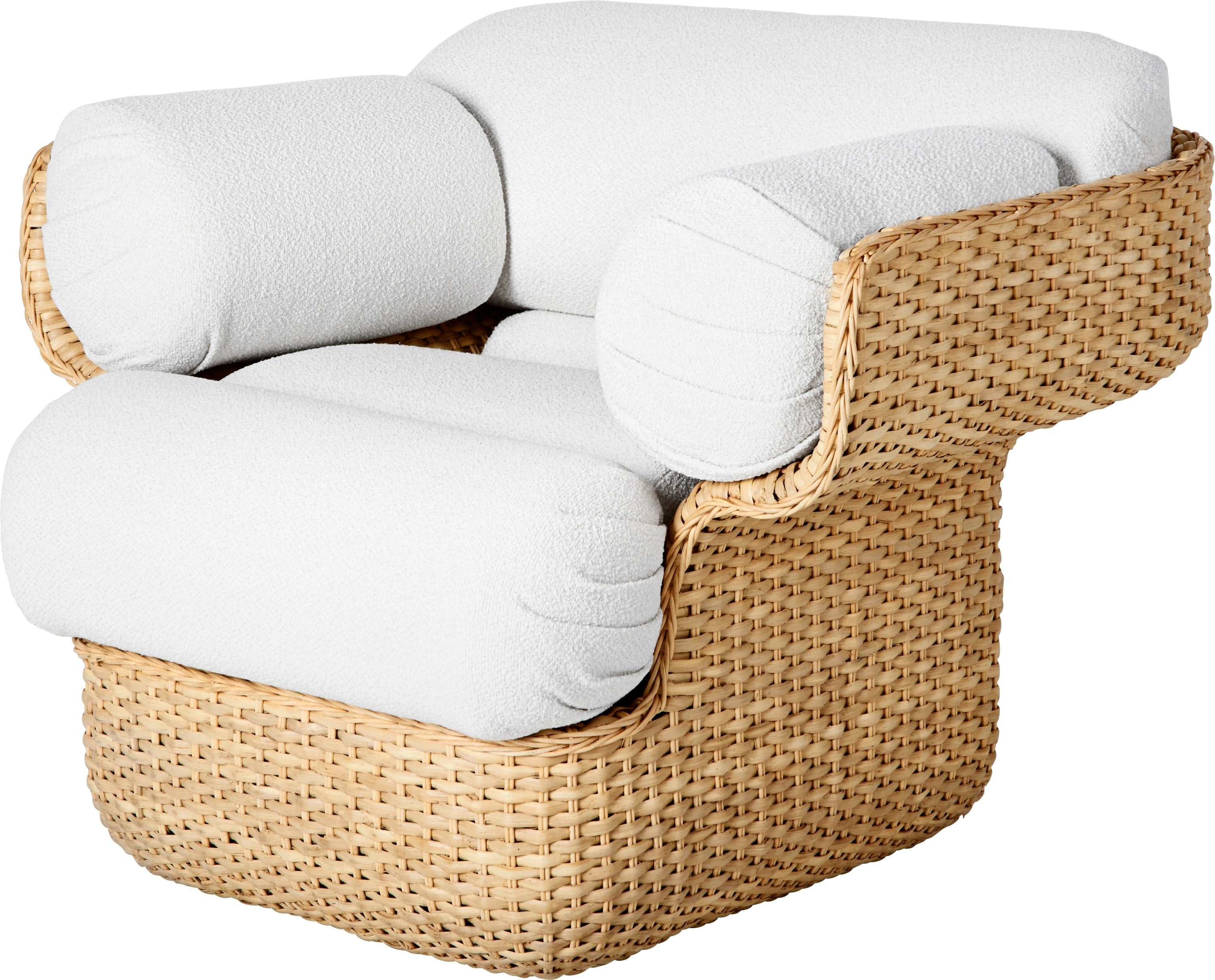 BASKET armchair in white with rattan