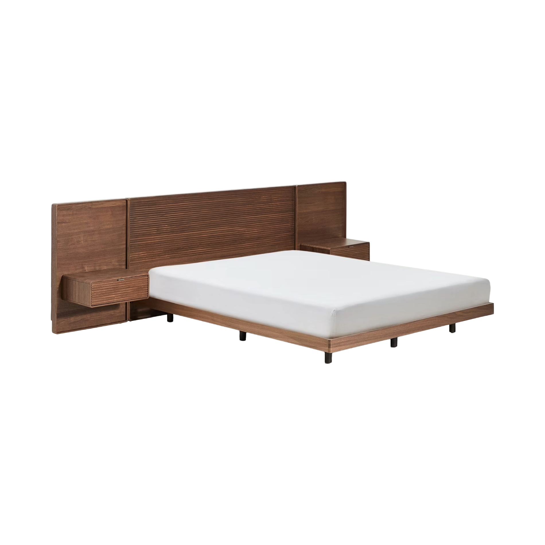 NORLEN bed with cabinets dark brown walnut veneer