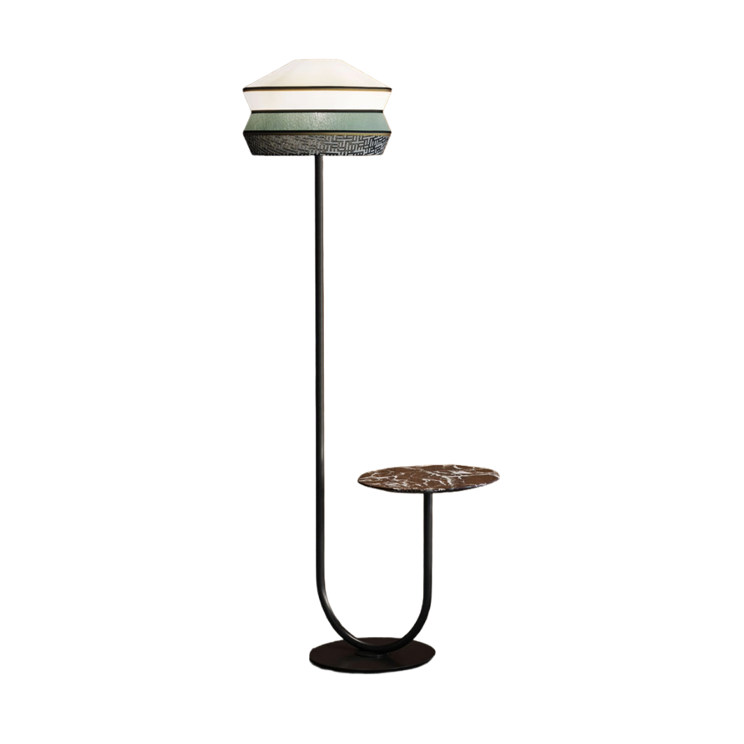 Lampa se stolíkem CALYPSO ANTIGUA mátová s bordó mramorem