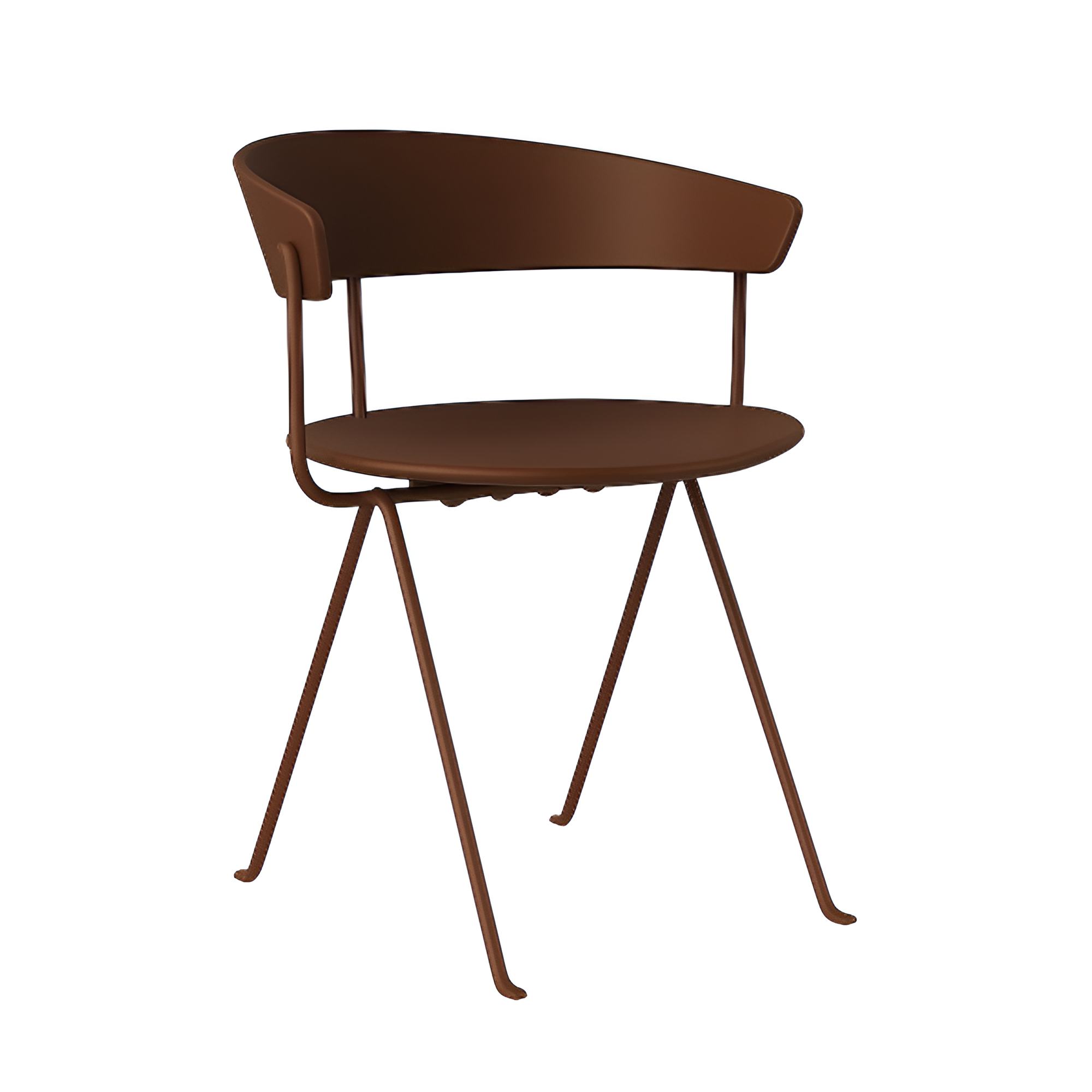OFFICINA chair with a brown base and brown seat