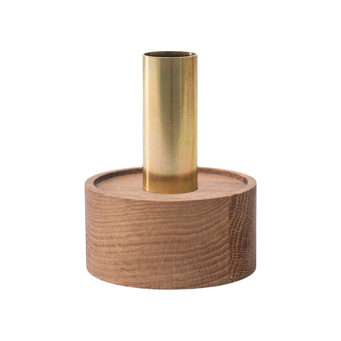 ENLIGHTENMENT Candle Holder Oak with Brass