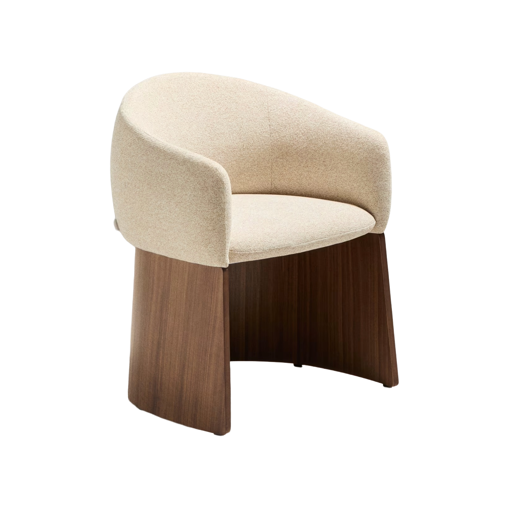 BOSCA chair beige chenille with walnut veneer base