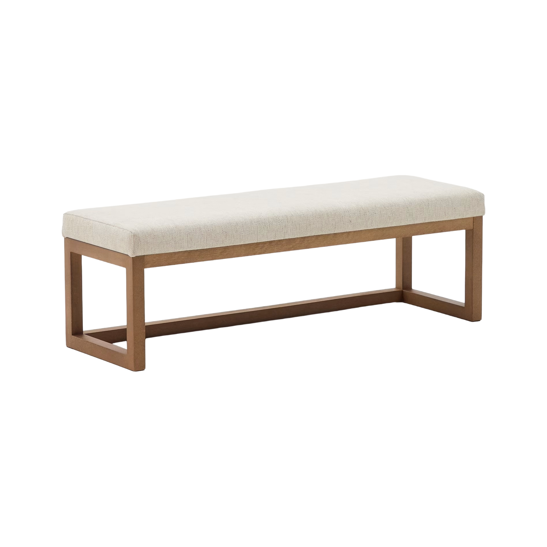 LOYA bench beige chenille with dark brown beech base