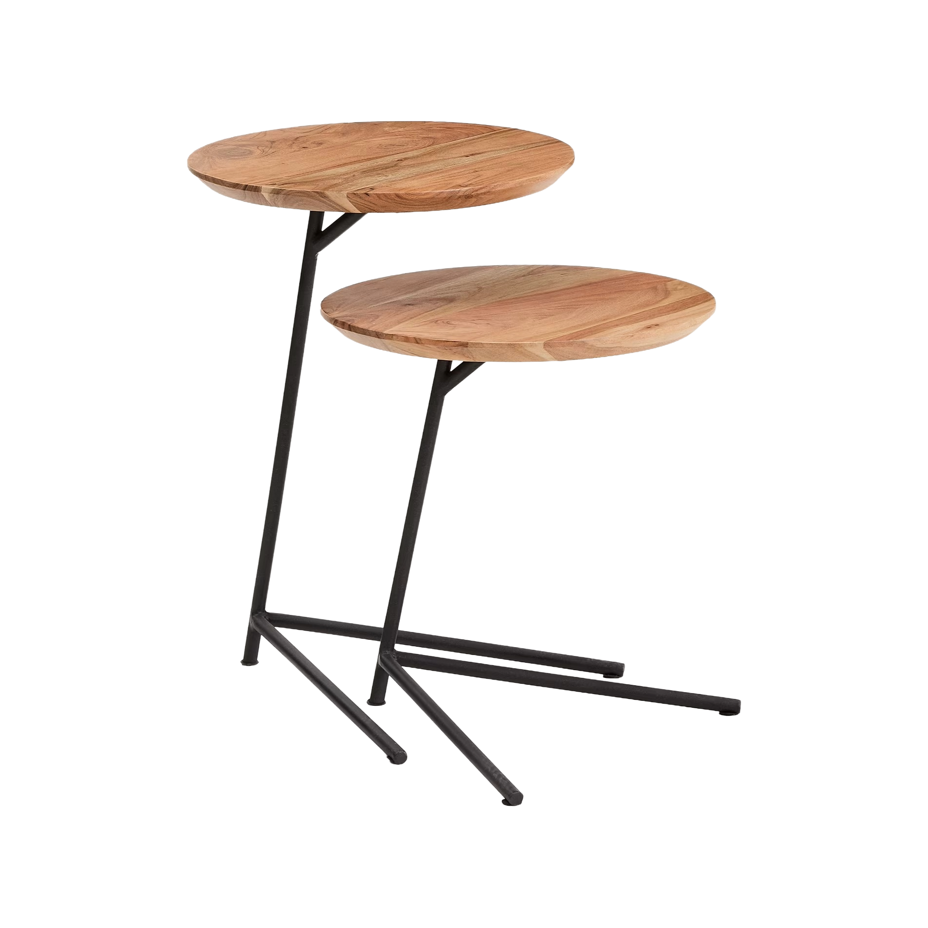 Sada stolků VINTARA z masivního akáciového dřeva s černým podstavcem