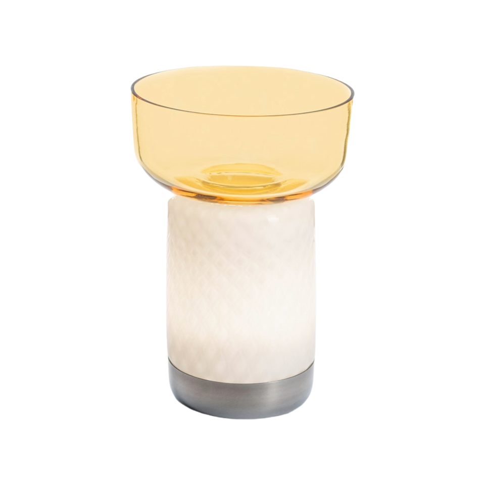Přenosná lampa BONTA BOWL bílá se žlutou