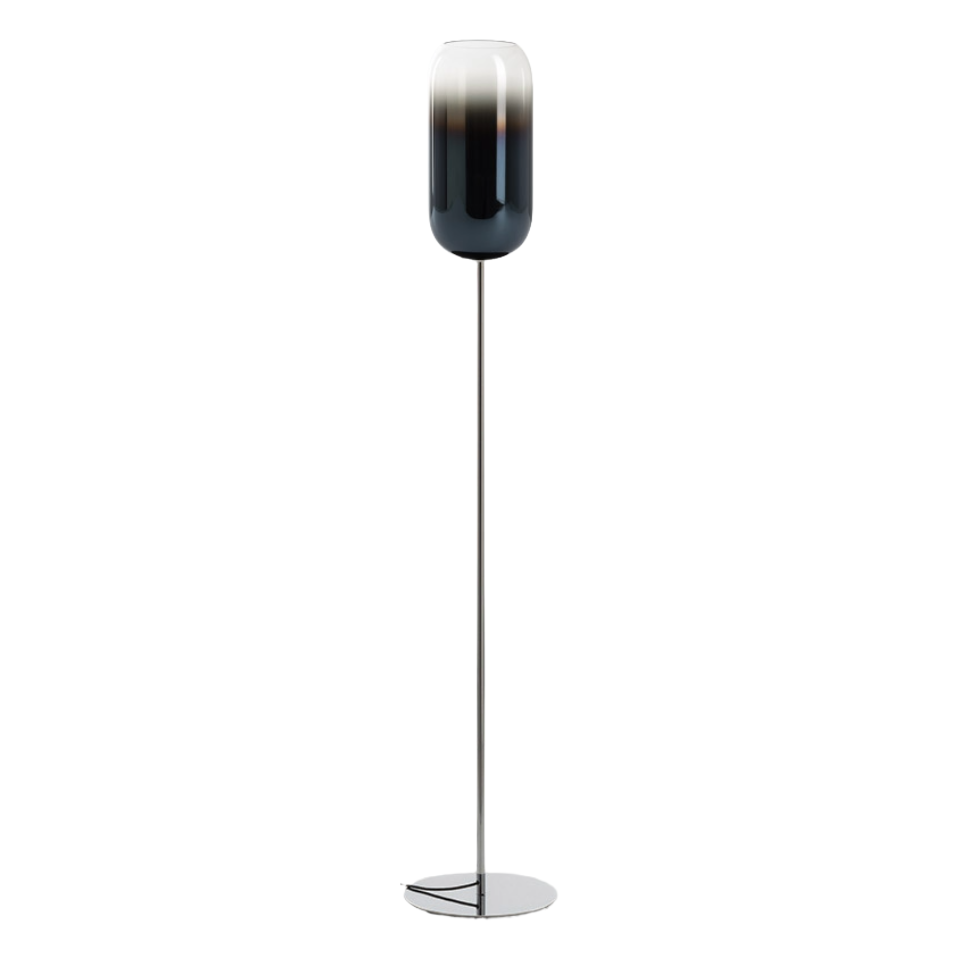 GOPLE blue floor lamp with silver base