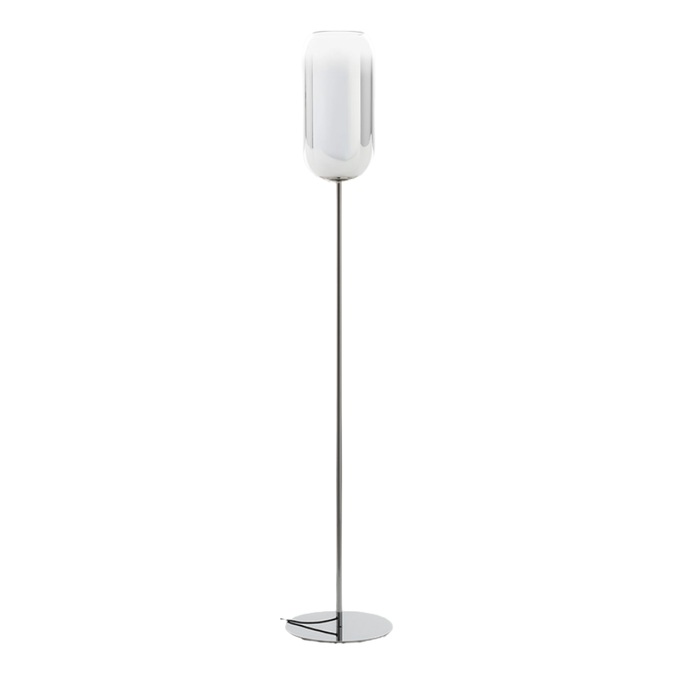 Silver floor lamp GOPLE with silver base