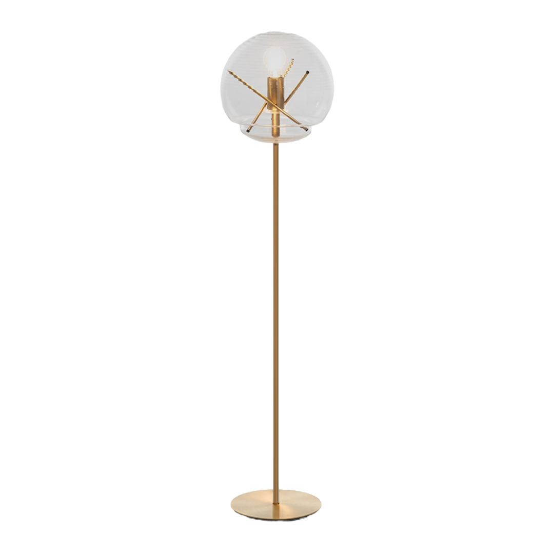 VITRUVIO floor lamp transparent with a gold base