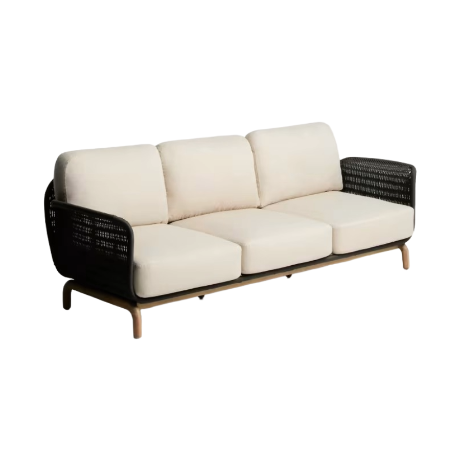 3-Seater Garden Sofa ALIPA Black with Beige