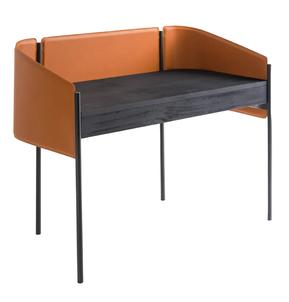 Černý psací stůl BIBLIO s ořechovým dřevem