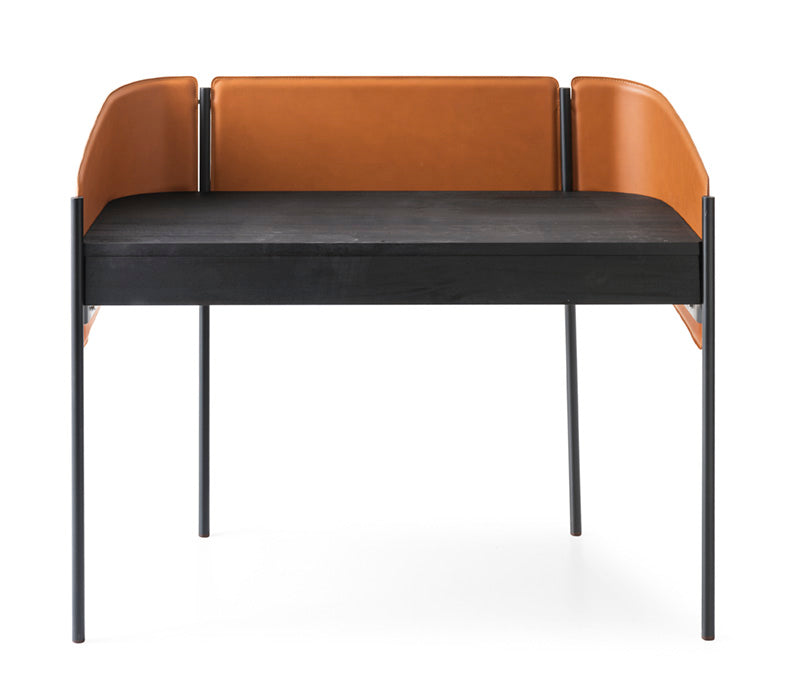 Černý psací stůl BIBLIO s ořechovým dřevem