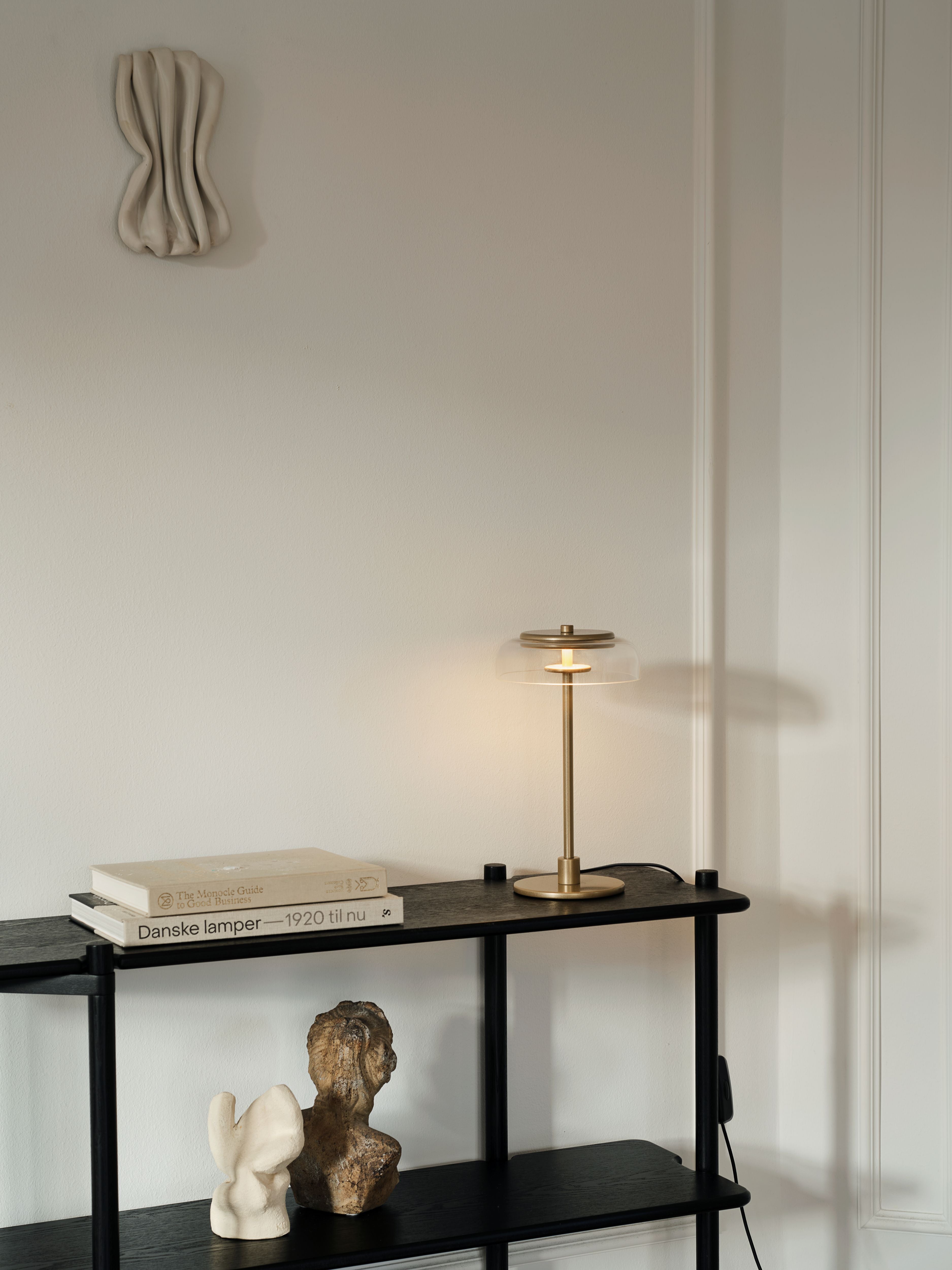 Stolní lampa BLOSSI zlatá s průhledným sklem