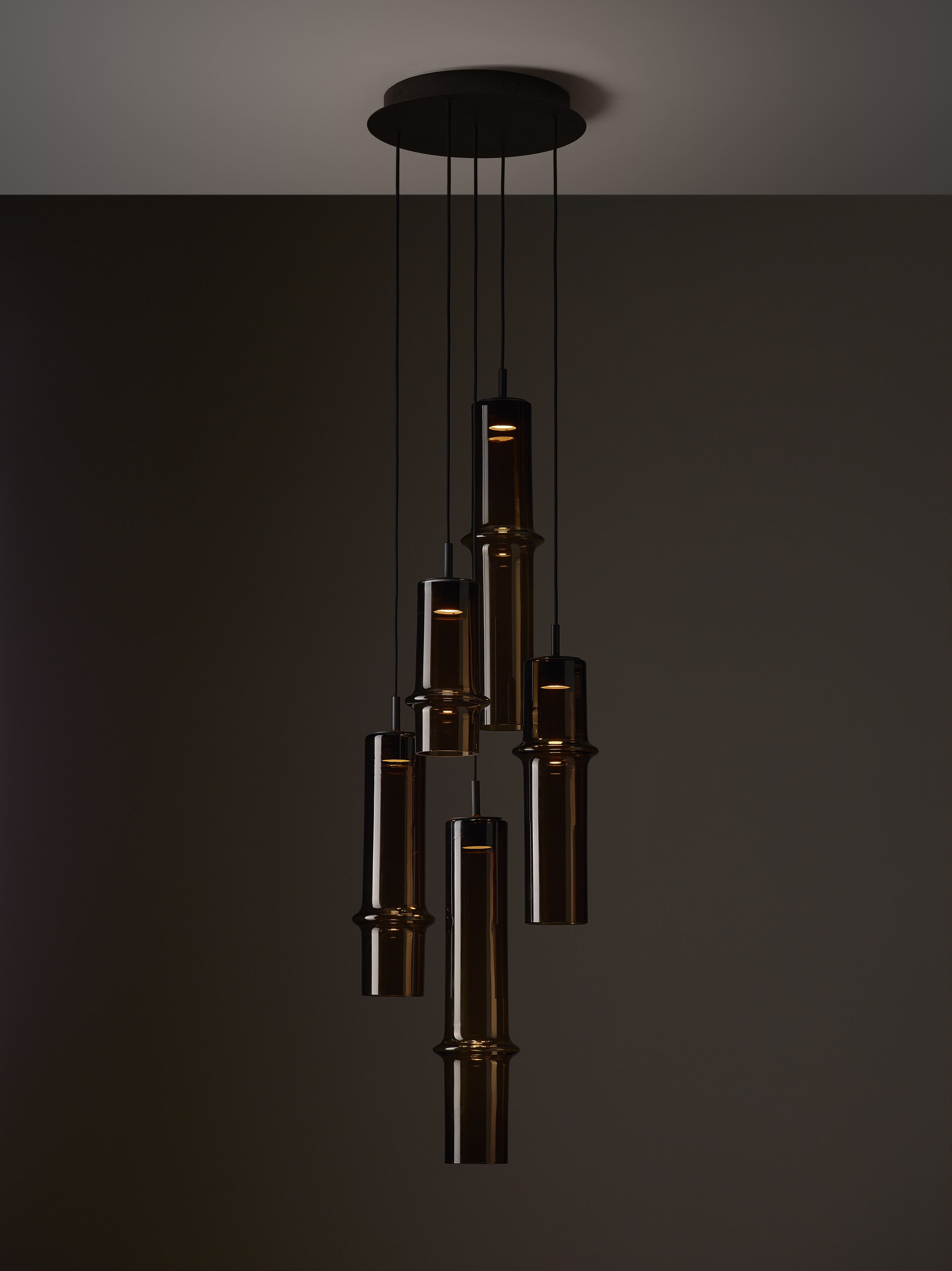Hanging lamp bamboo forest glass