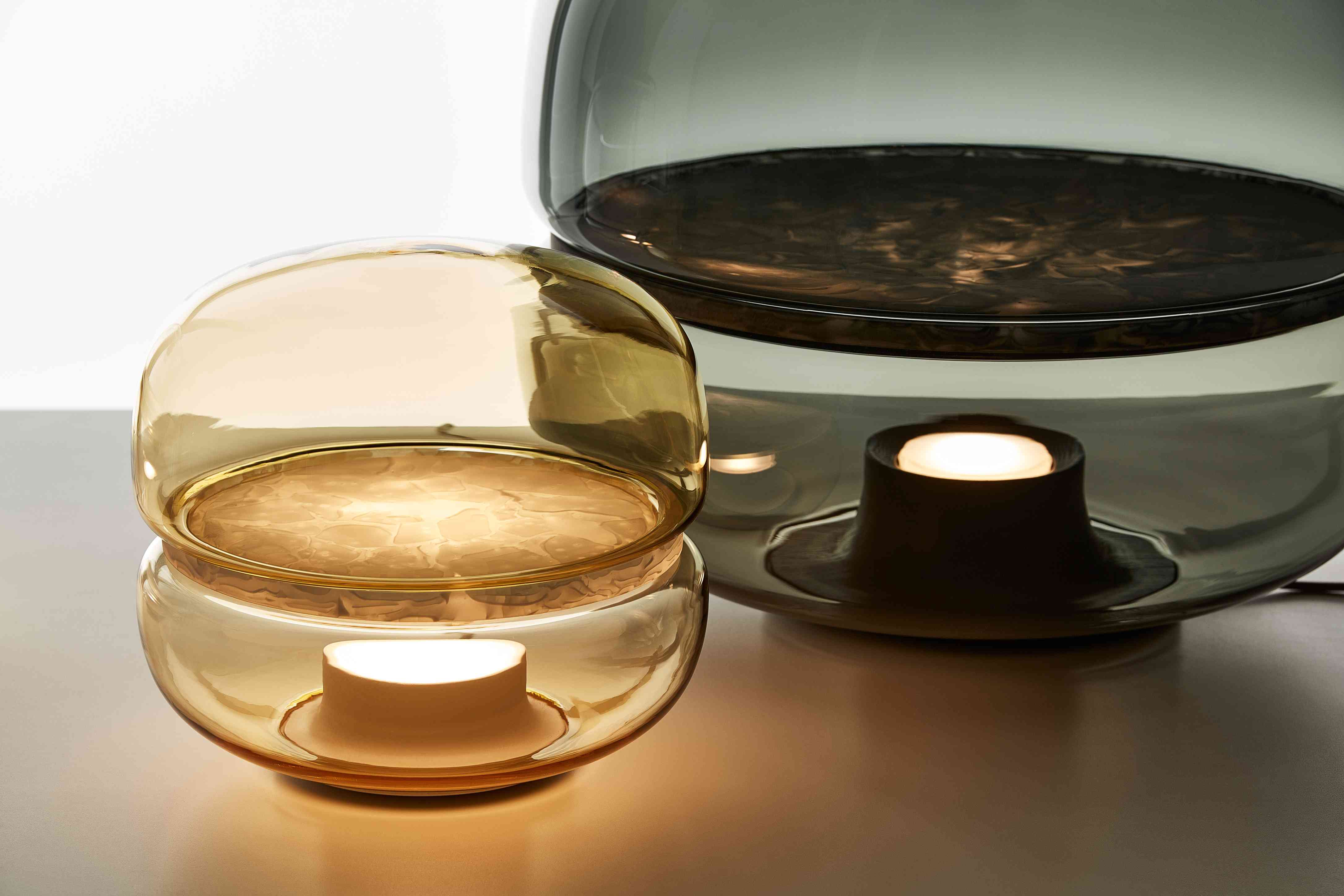 Macaron mini table lamp inflatable glass with onyx