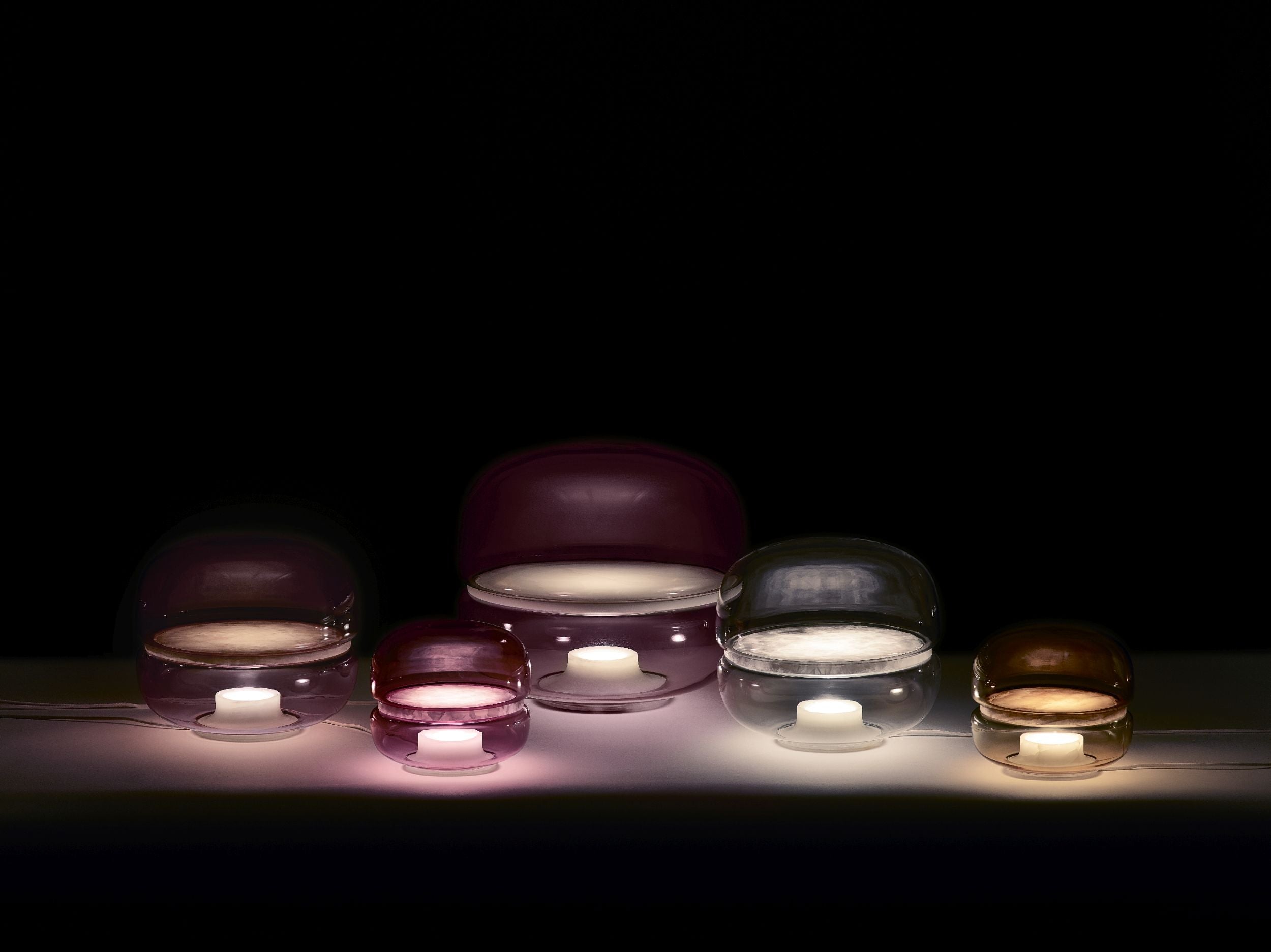 Macaron mini table lamp inflatable glass with onyx