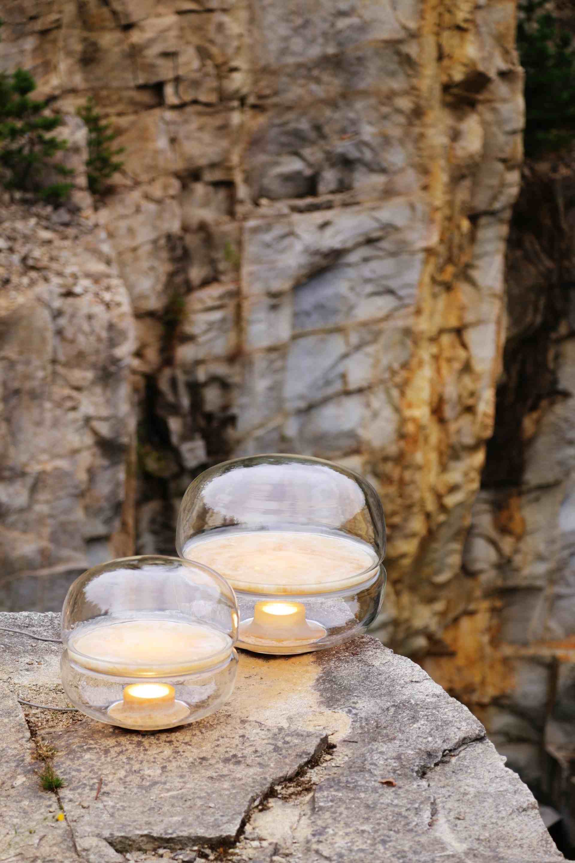 Macaron M table lamp inflatable glass with onyx