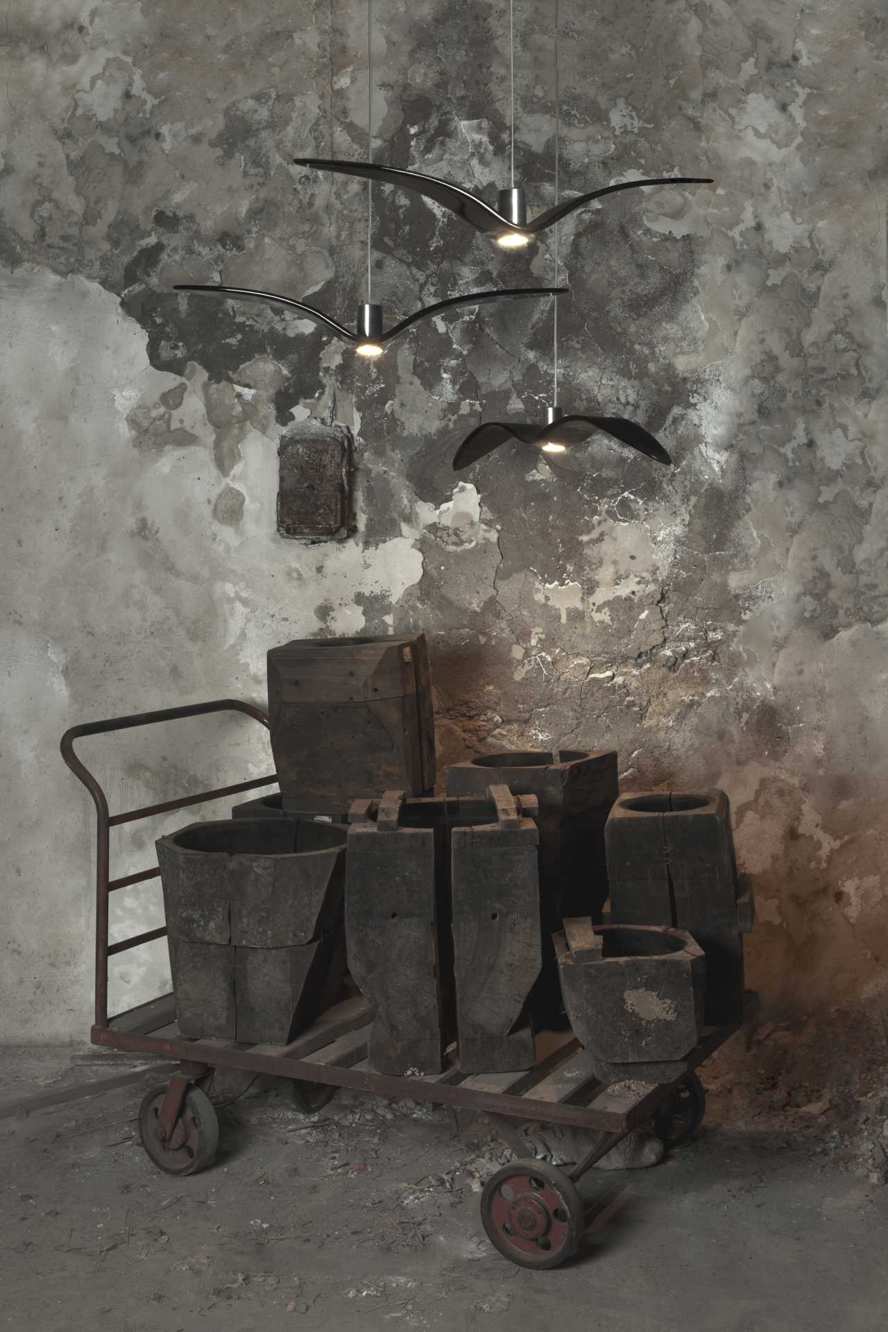 Hanging lamp Night birds glass