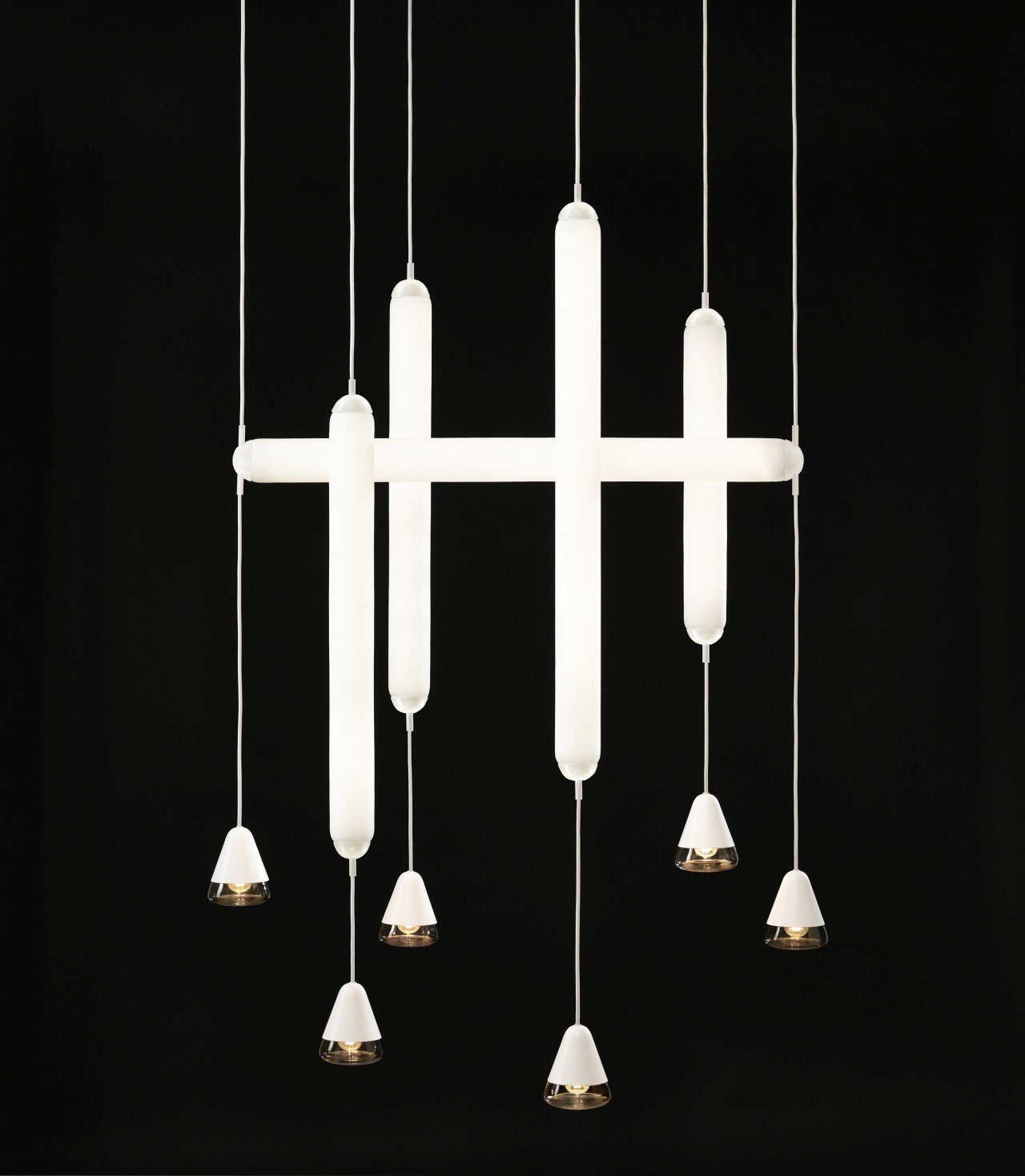 Puro Single hanging lamp - vertical matt glass