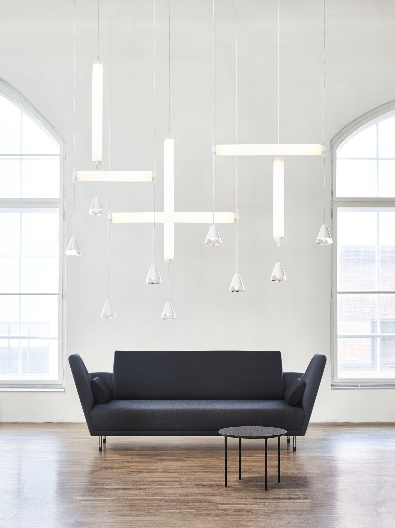 Puro Single hanging lamp - vertical matt glass