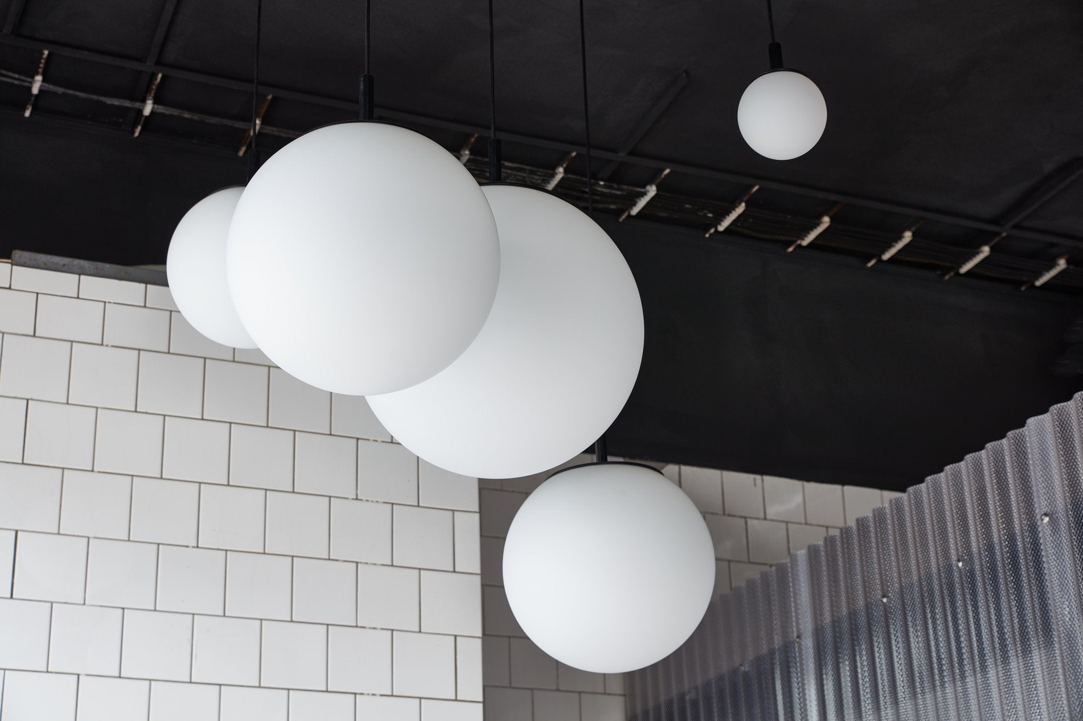 Hanging lamp sphere matte glass