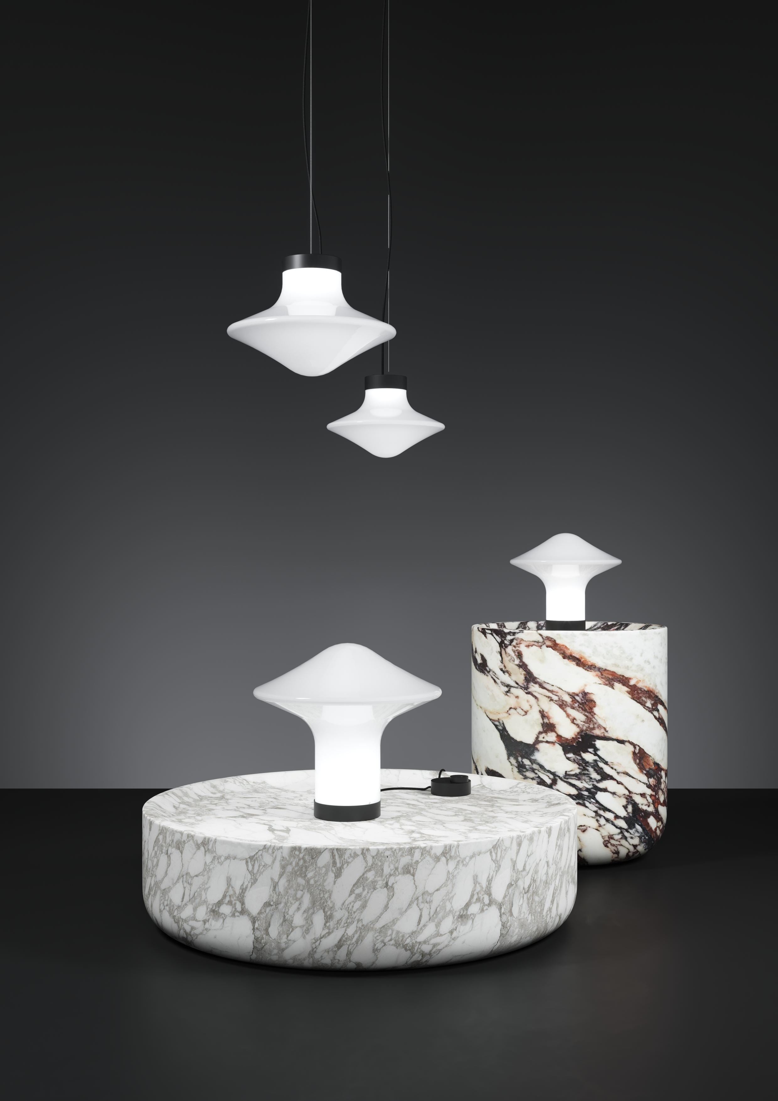 Stolní lampa TROTTOLA sklo foukané