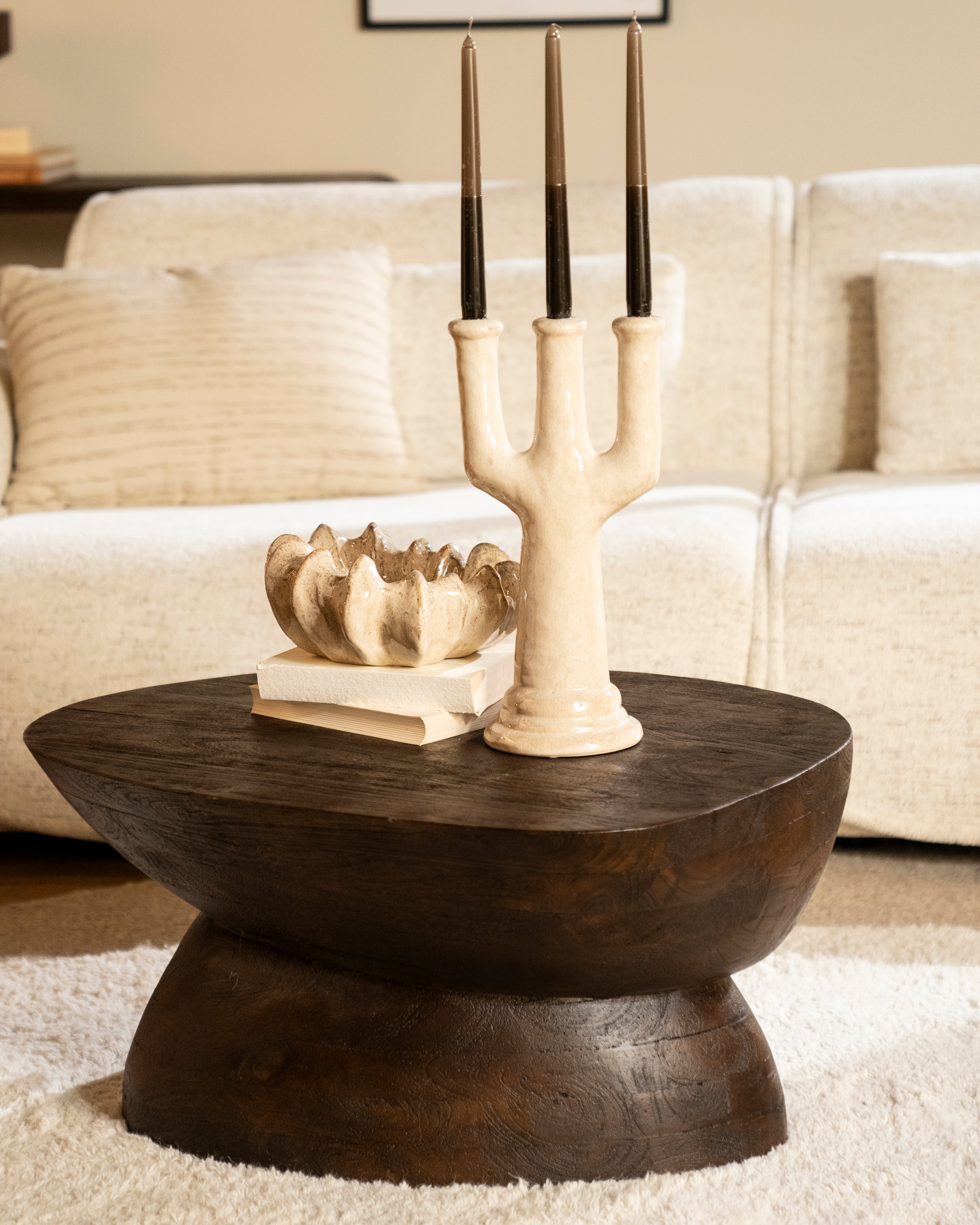 COBBLE coffee table dark brown mango wood