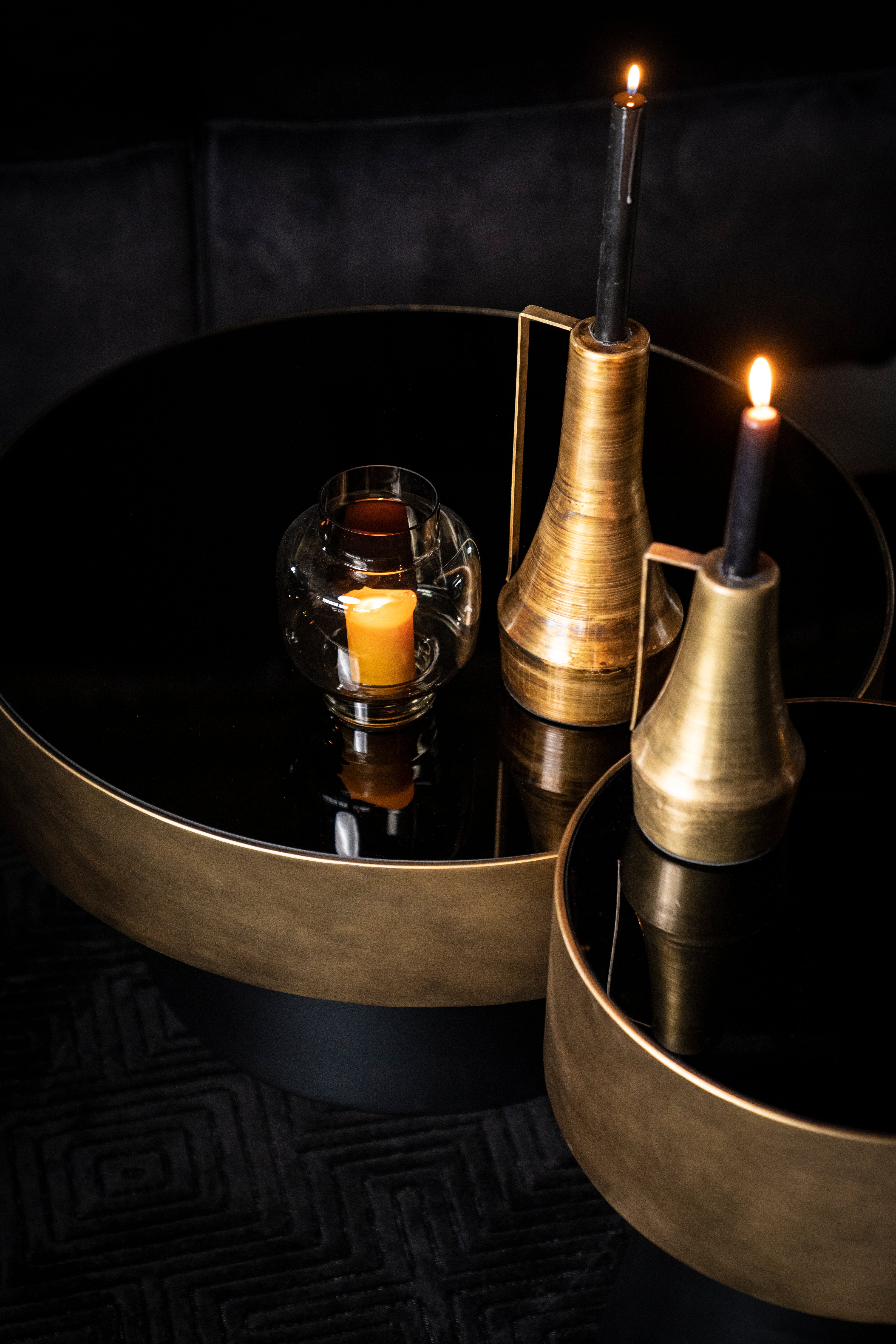 BUNGA Gold Side Table with Black Base