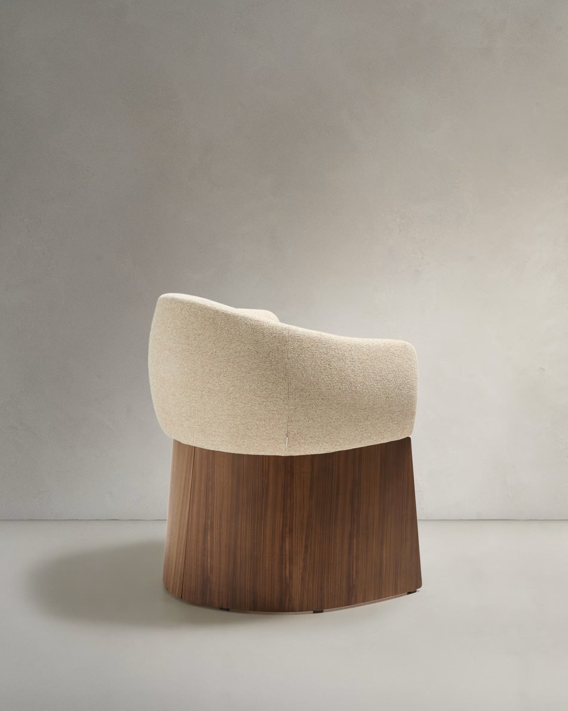 BOSCA chair beige chenille with walnut veneer base