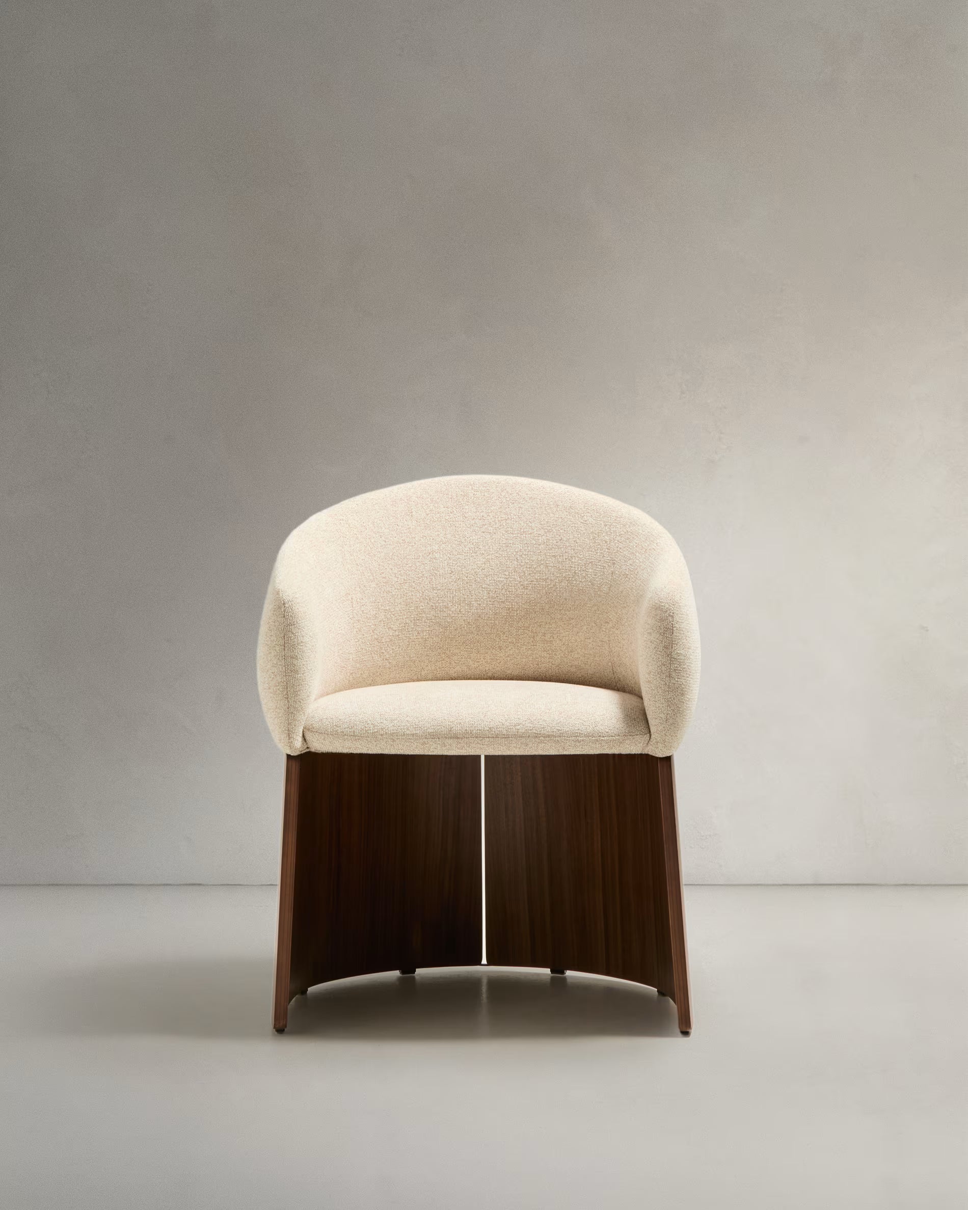 BOSCA chair beige chenille with walnut veneer base
