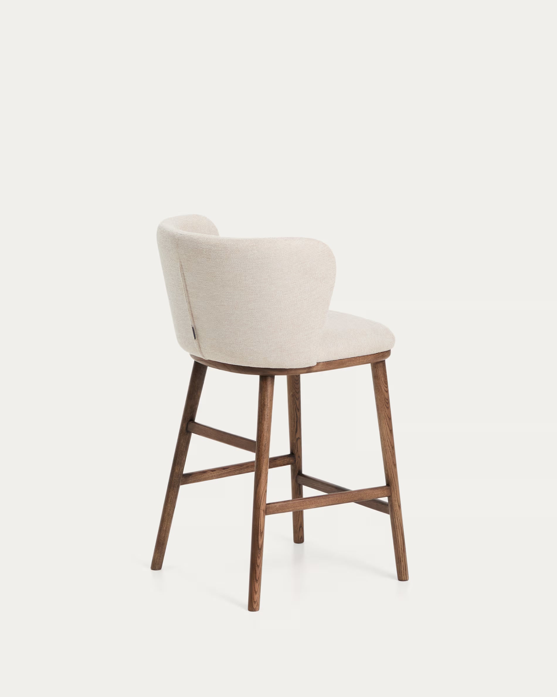 Bar Stool CISELIA beige chenille with dark ash base