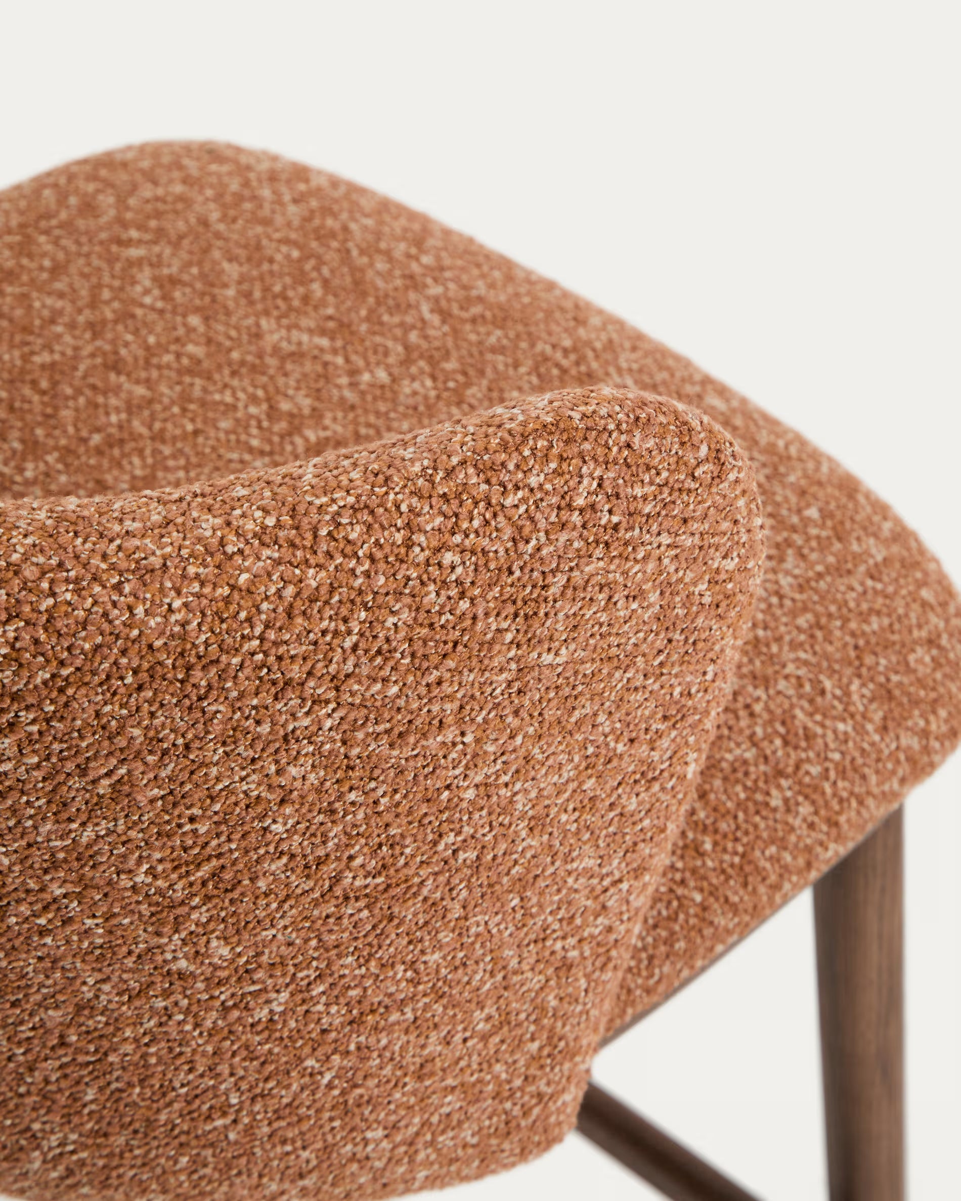 Bar stool CISELIA brick chenille with dark ash base