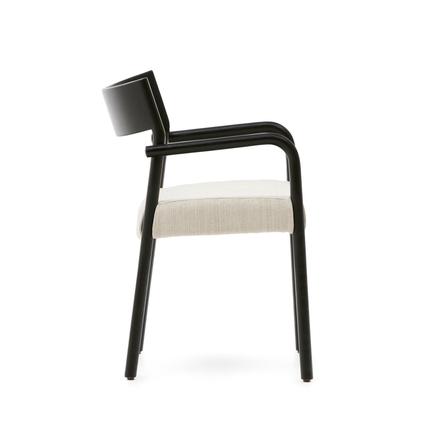 FALCONERA chair beige chenille with a black oak base